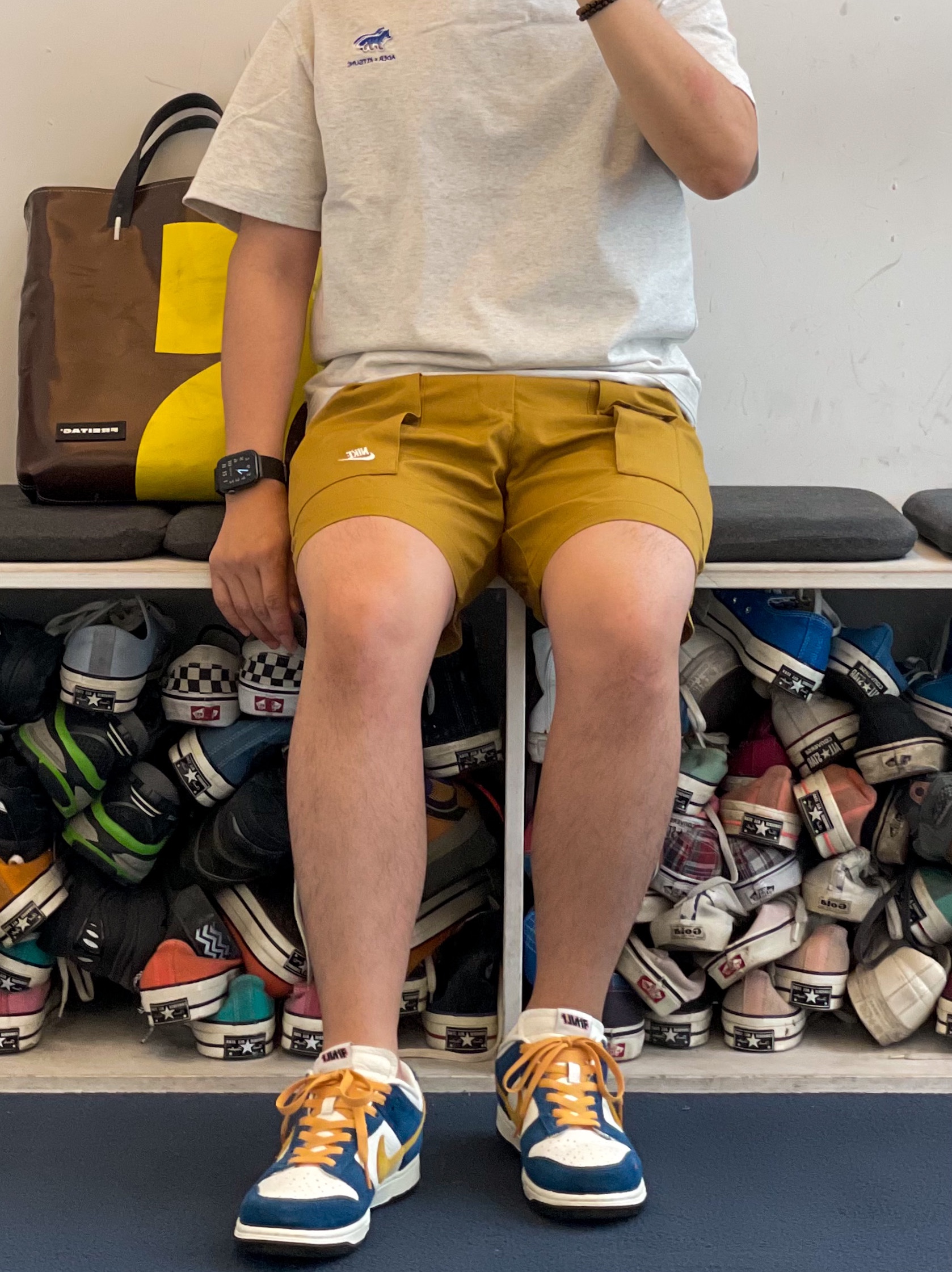 Nike x Kasina Dunk Low 80's Bus, Maison Kitsune x Ader Error Layer Triple Fox T-Shirt Oatmeal 착용 스타일
