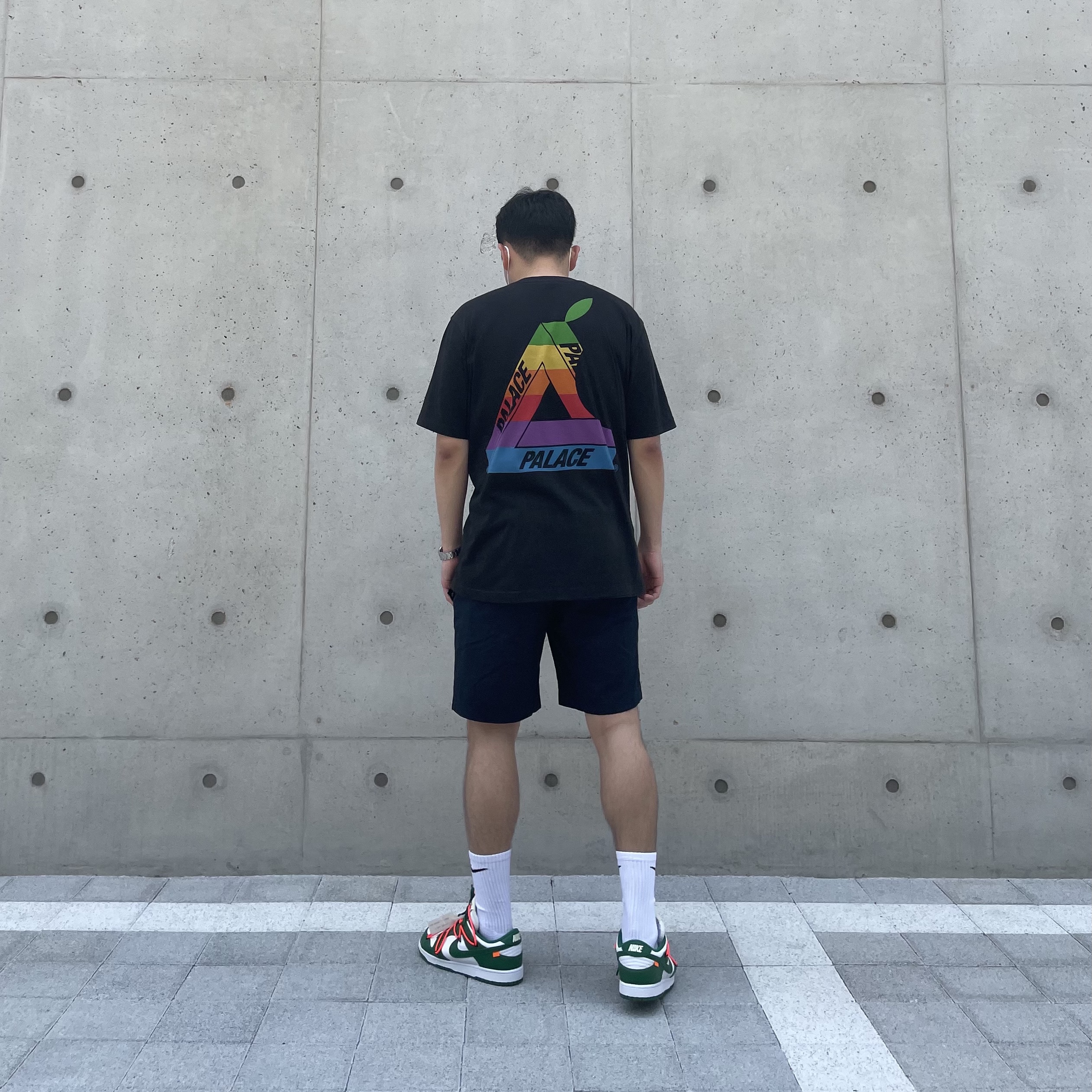 Nike x Off-White Dunk Low Pine Green, Palace Jobsworth T-Shirt Black - 19SS 착용 스타일