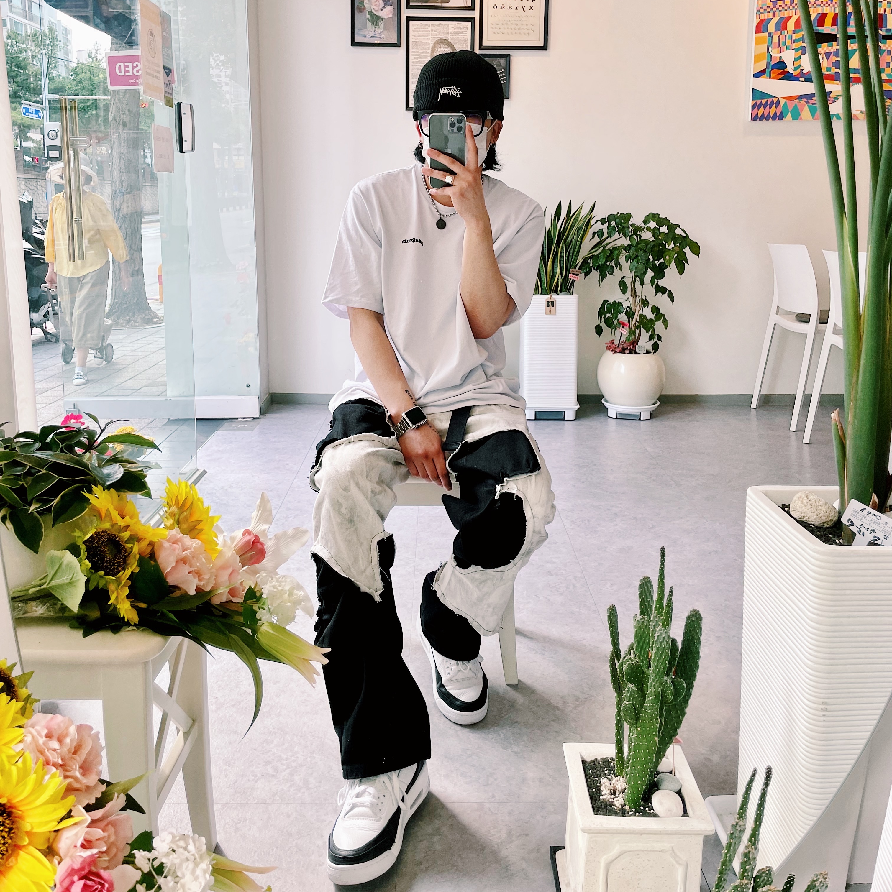 Jordan 3 x Fragment Retro SP White Black 착용 스타일 - 2