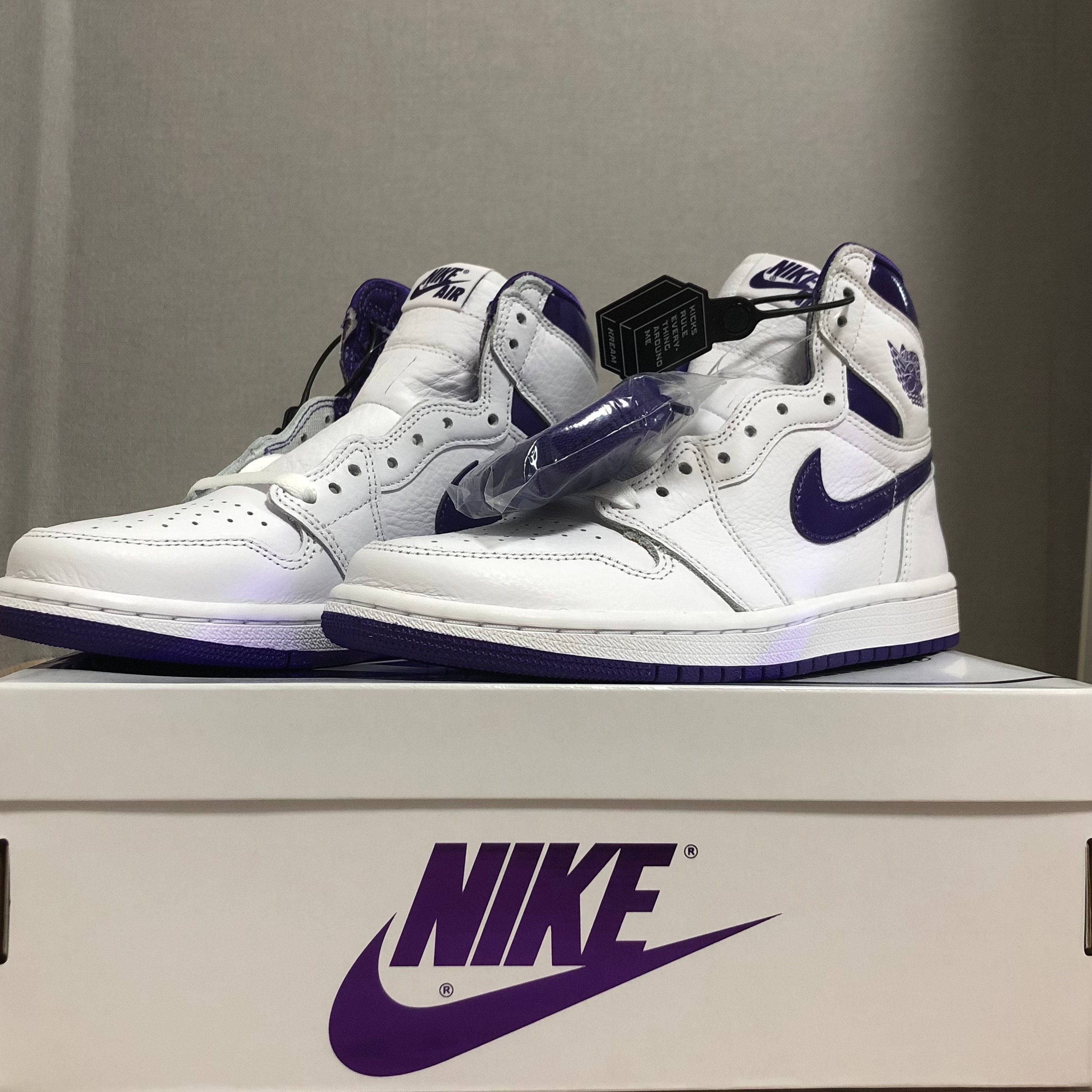 (W) Jordan 1 High OG Court Purple 착용 스타일 - 1