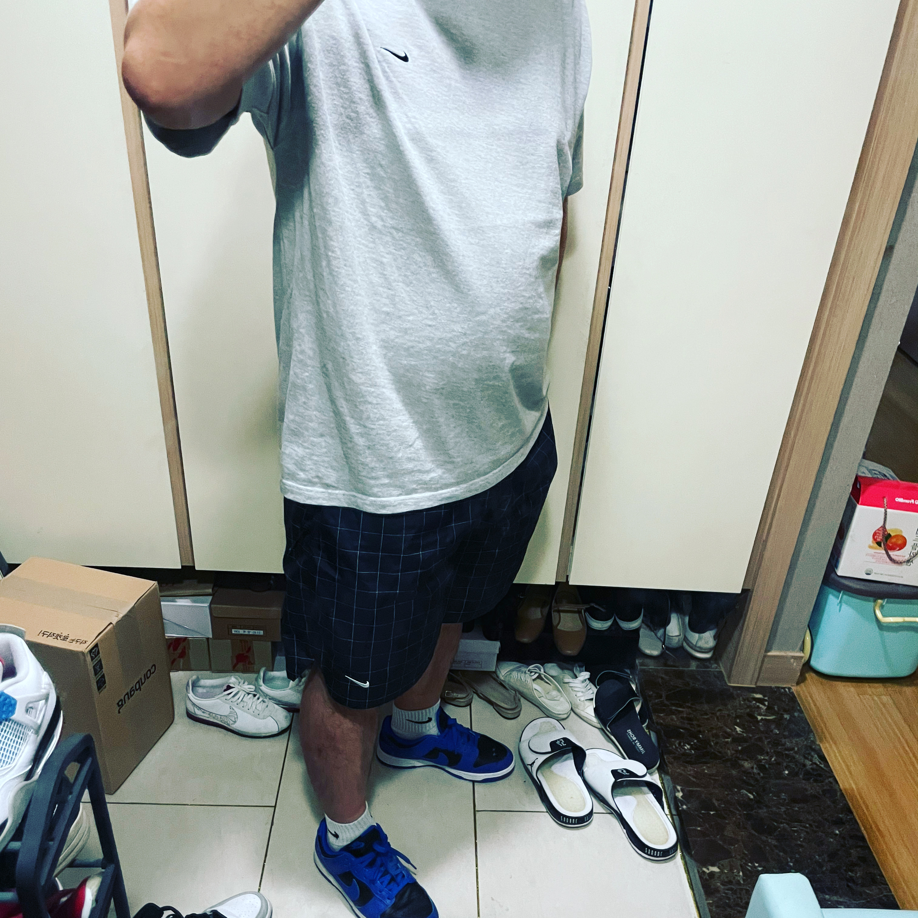 Nike x Kim Jones Oversized T-Shirt Grey Heather - US/EU, Nike Dunk Low Retro Hyper Cobalt 착용 스타일