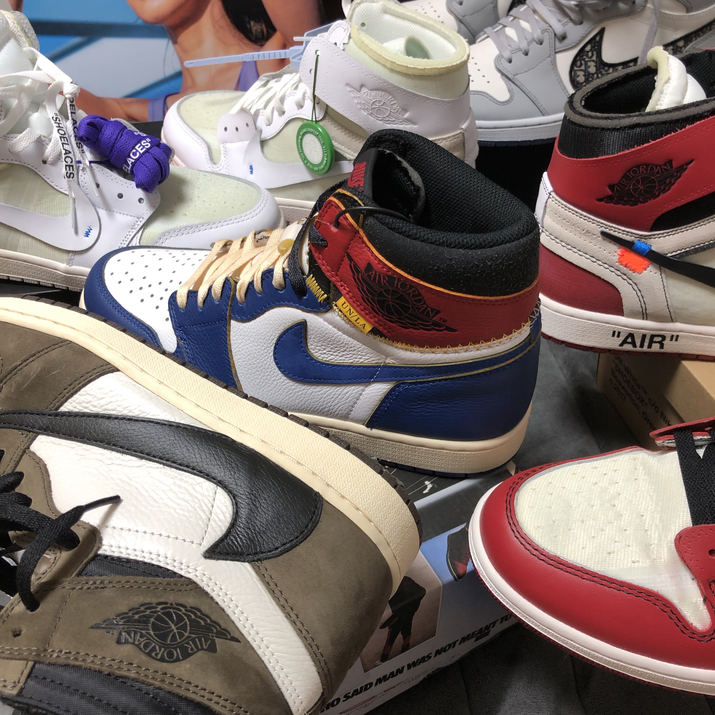 Jordan 1 x Union Retro High Blue Toe, Jordan 1 x Travis Scott Retro High OG SP Mocha 착용 스타일