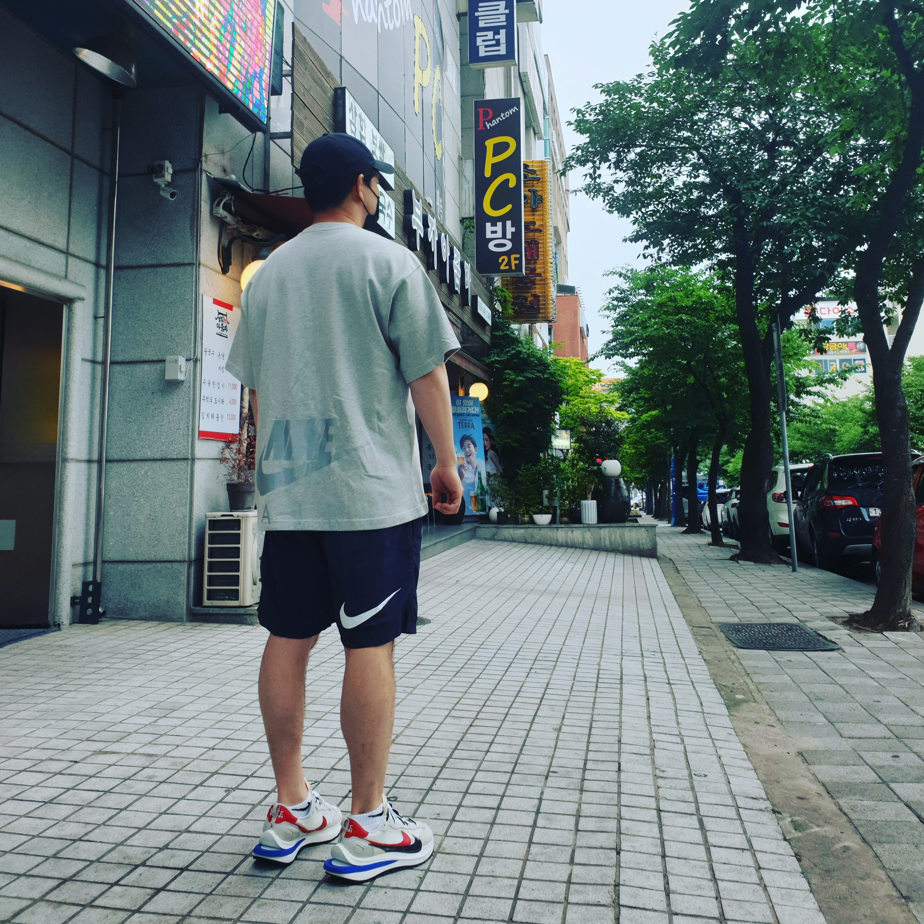 Nike x Kim Jones Oversized T-Shirt Grey Heather - US/EU, Nike x Stussy Water Shorts Off Noir 착용 스타일