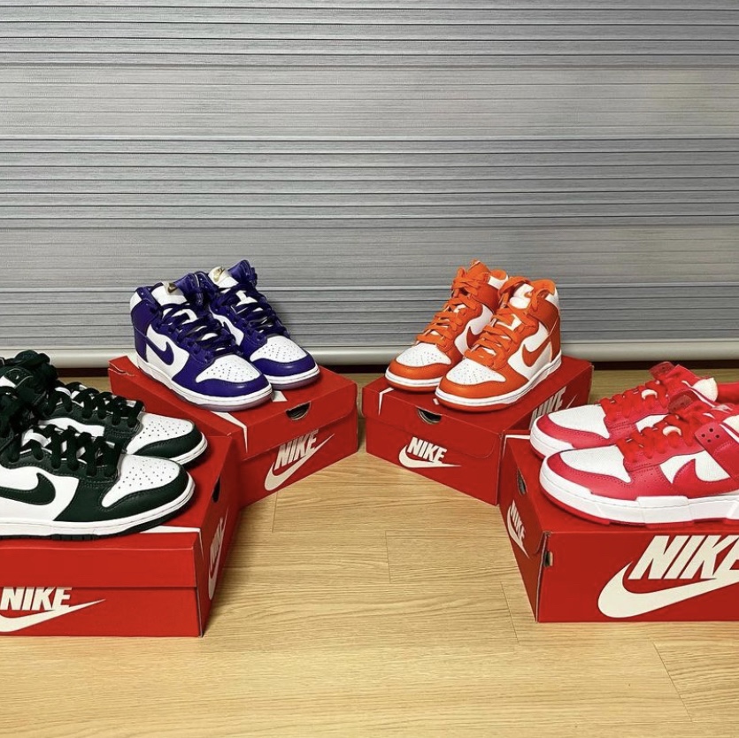 (W) Nike Dunk High SP Varsity Purple, (GS) Nike Dunk High Orange Blaze 착용 스타일