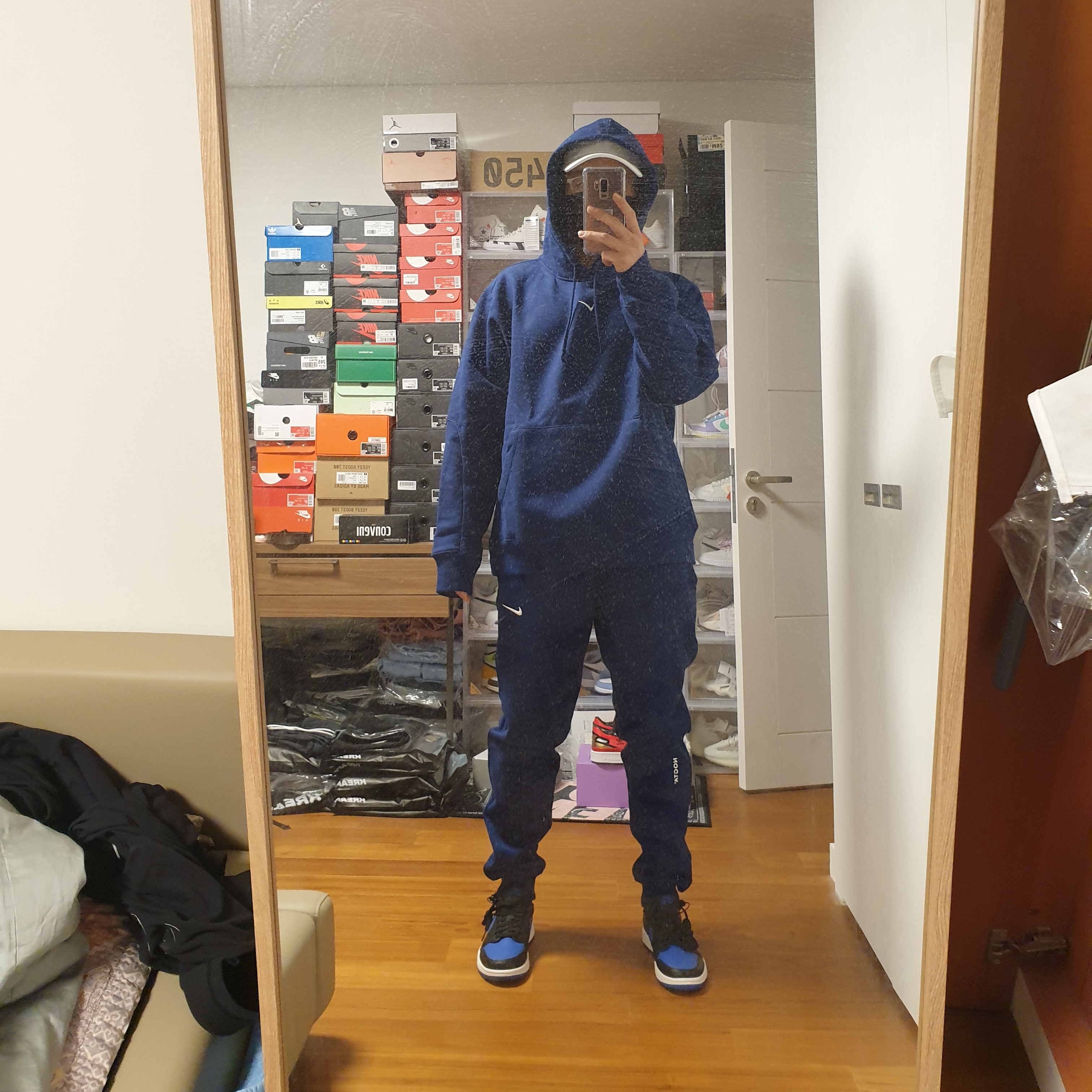 Nike x Drake Nocta Cardinal Stock Essential Hoodie Navy - US/EU, Nike x Drake Nocta Cardinal Stock Essential Fleece Pants Navy - Asia 착용 스타일 - 4