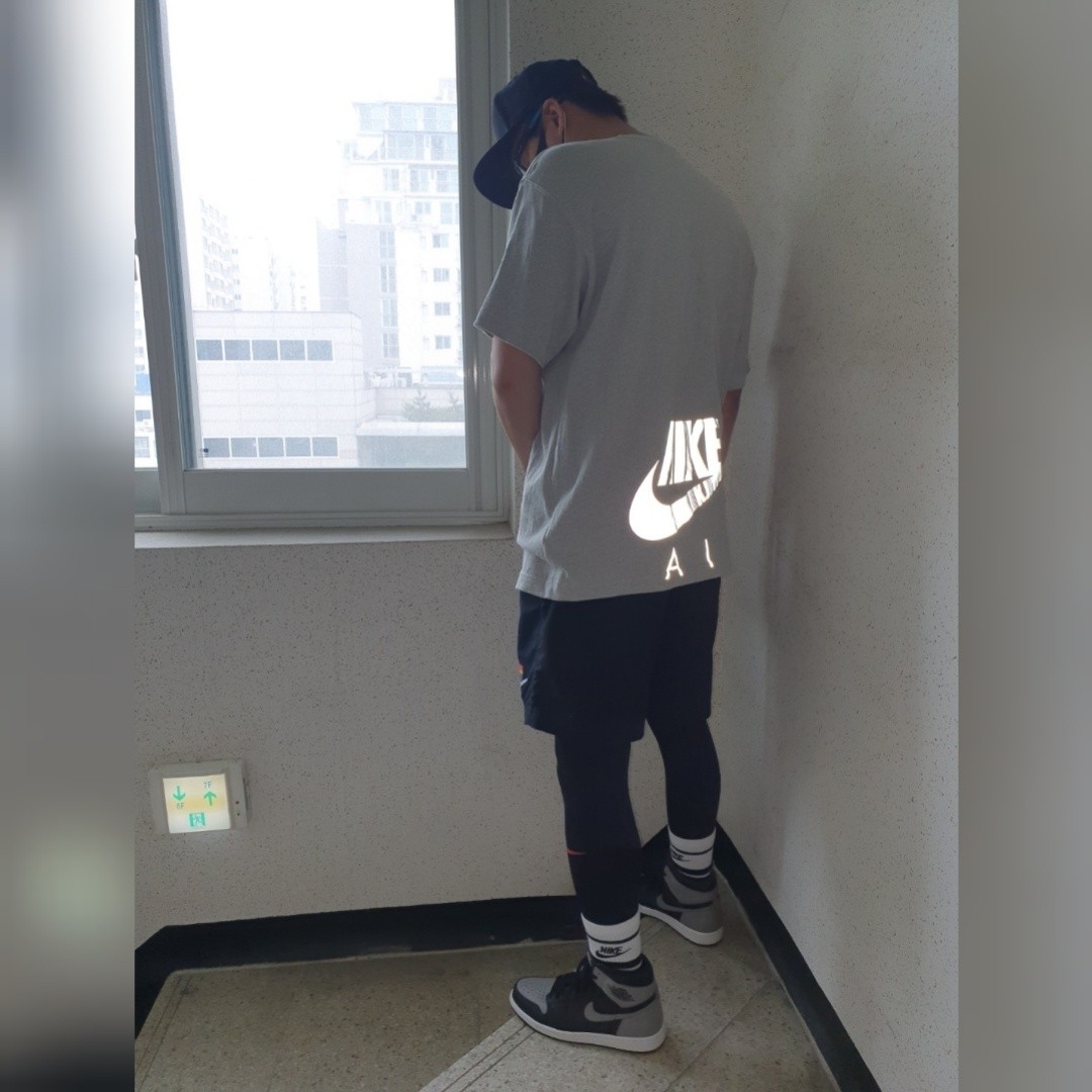 Jordan 1 Retro High OG Shadow 2018, Nike x Kim Jones Oversized T-Shirt Grey Heather - Asia 착용 스타일 - 2