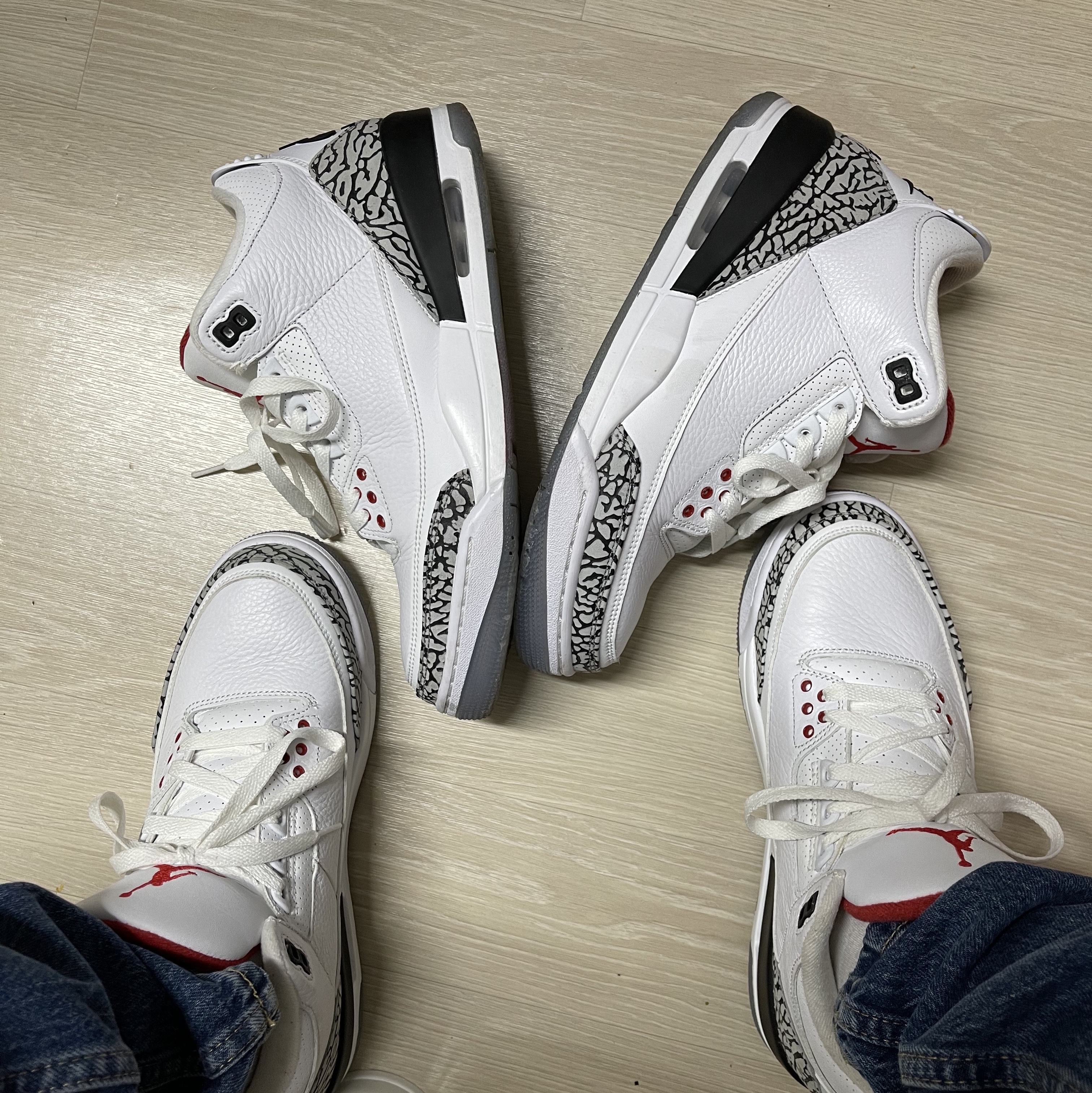 Jordan 3 Retro Free Throw Line White Cement 착용 스타일 - 1