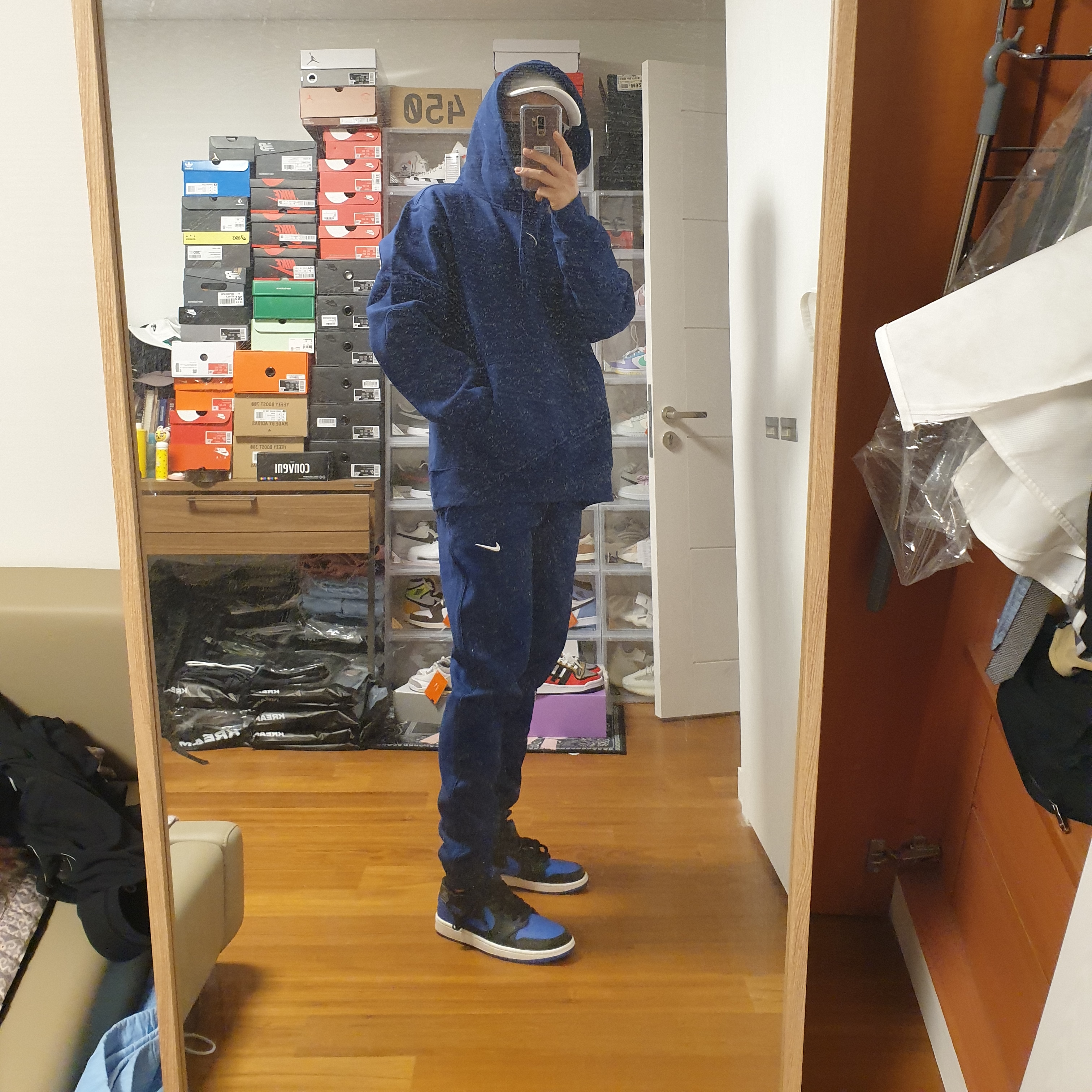 Nike x Drake Nocta Cardinal Stock Essential Hoodie Navy - US/EU, Nike x Drake Nocta Cardinal Stock Essential Fleece Pants Navy - Asia 착용 스타일 - 3