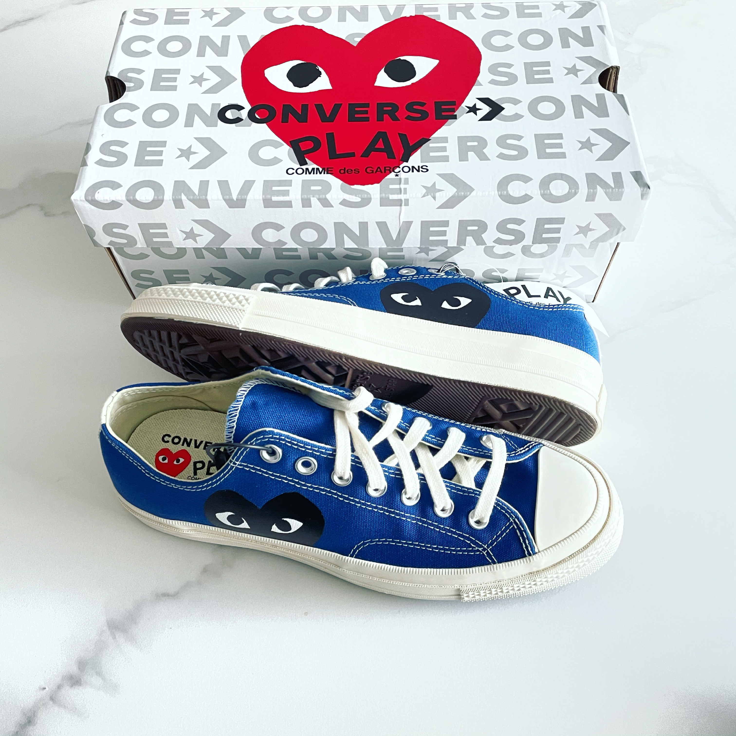 Converse x Play Comme des Garcons Chuck 70 Ox Blue Quartz 착용 스타일