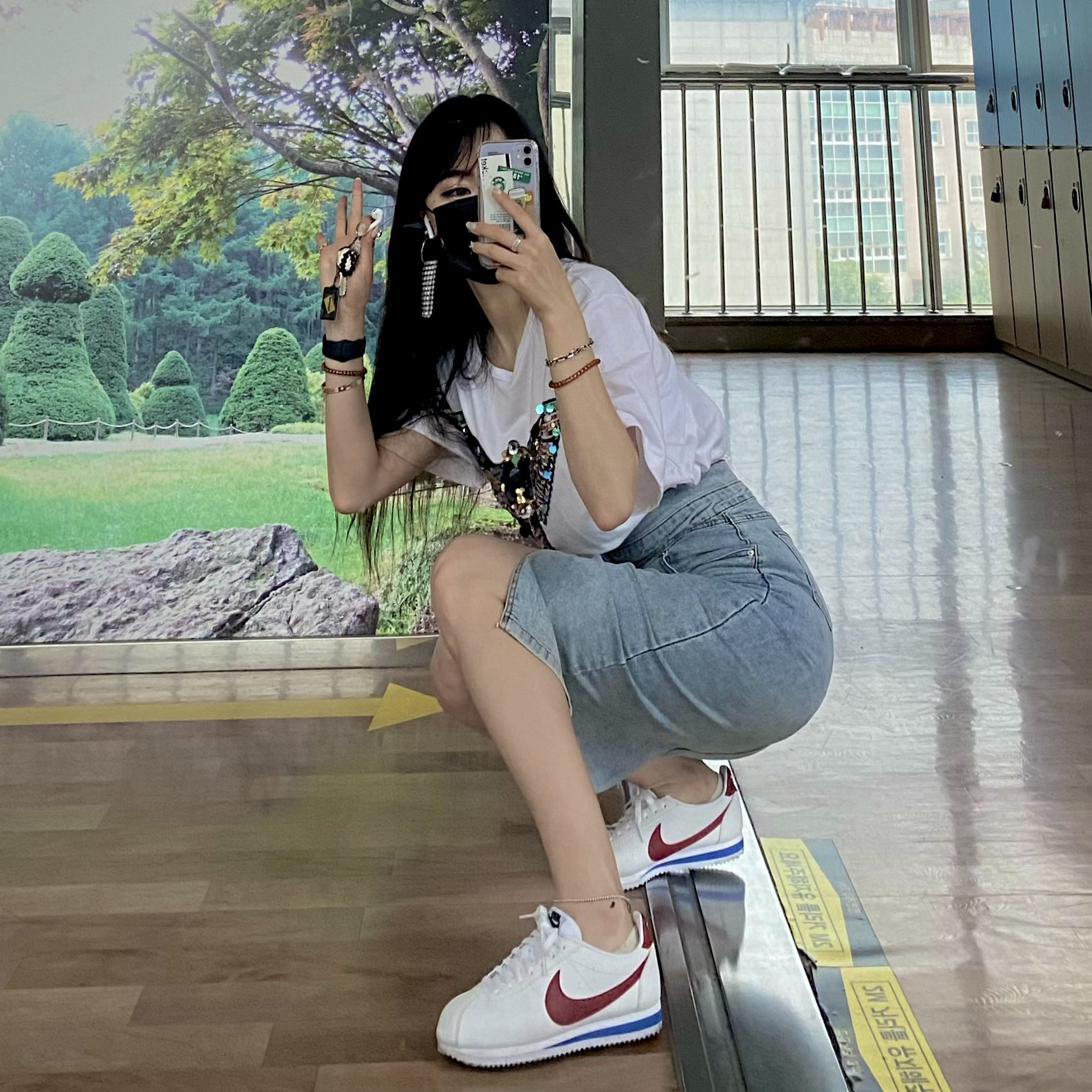 (GS) Nike Cortez Basic SL Forrest Gump 착용 스타일 - 2