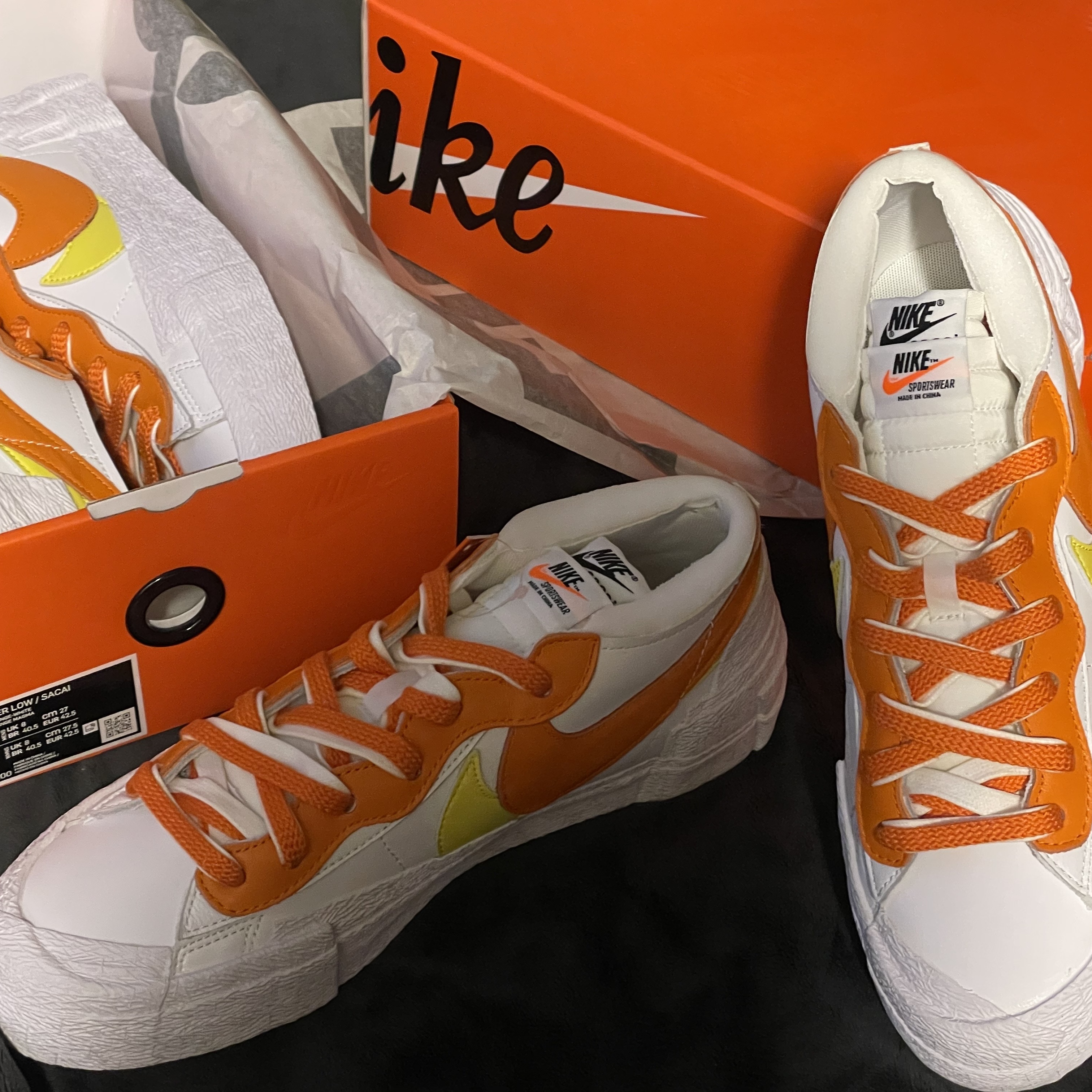 Nike x Sacai Blazer Low Magma Orange 착용 스타일 - 4
