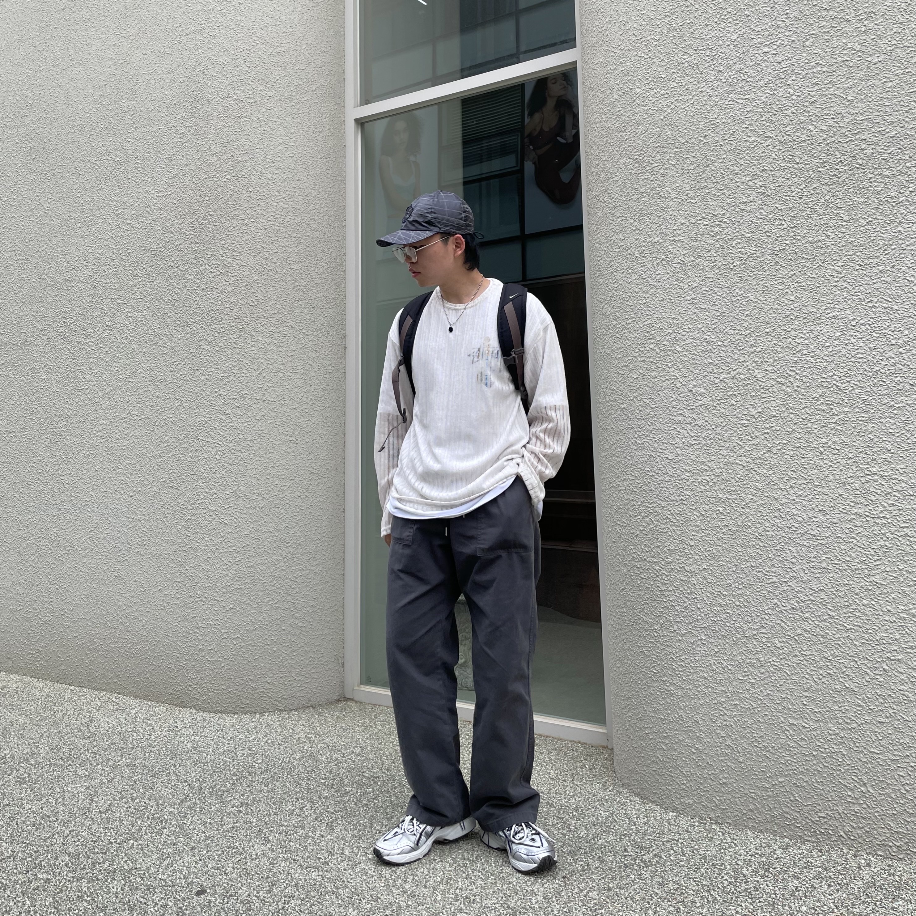 Asics x Andersson Bell Gel-1090 Glacier Grey Silver, Stussy Reflection T-Shirt White 착용 스타일 - 3