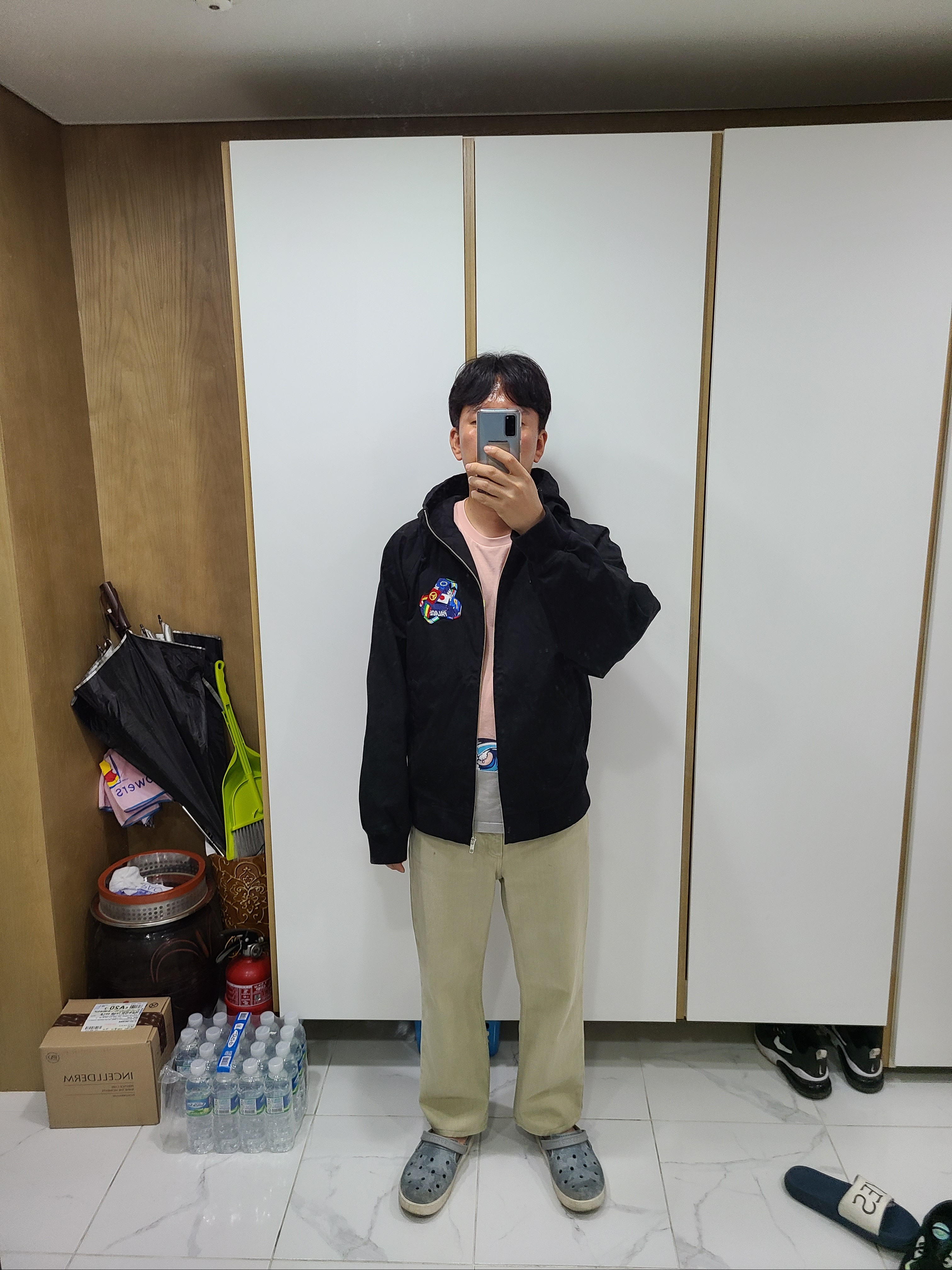 Palace Tri-Flag Hooded Jacket Black - 21SS 착용 스타일 - 1