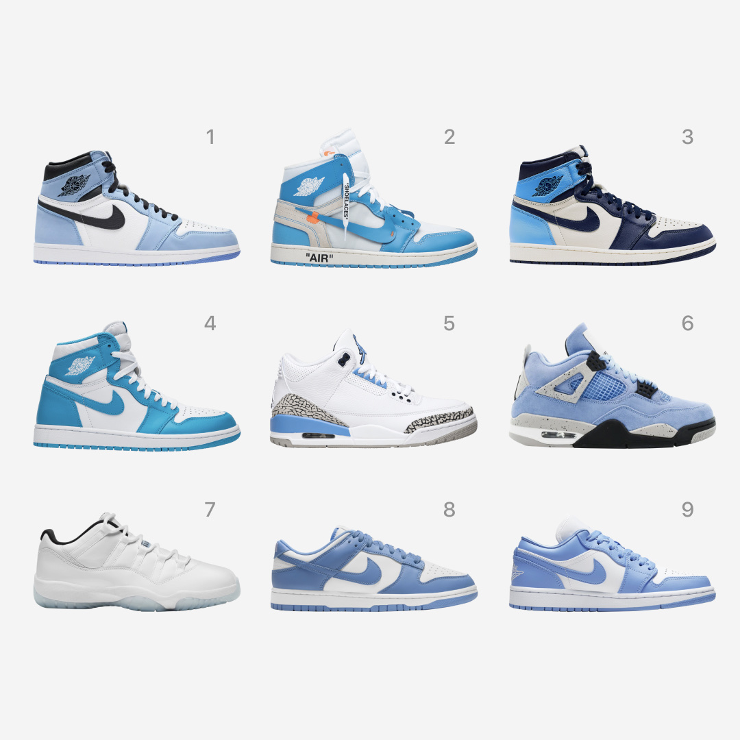 Jordan 1 Retro High OG University Blue, Jordan 1 x Off-White Retro High University Blue 착용 스타일 - 2