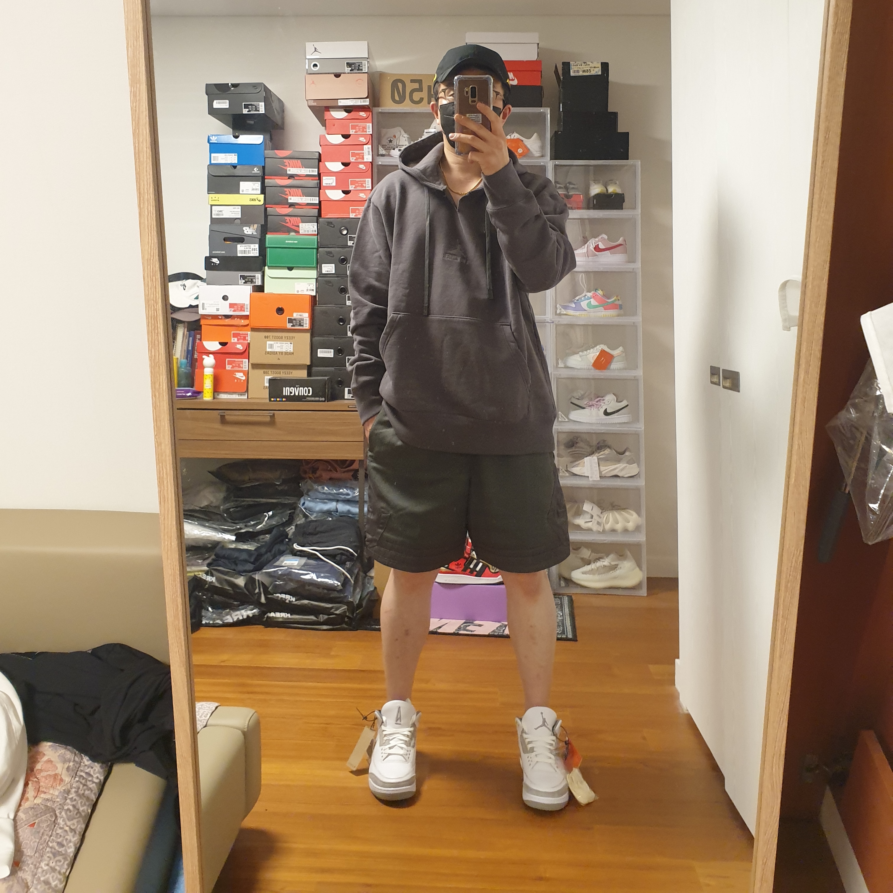 (W) Jordan 3 x A Ma Maniere Retro SP, Jordan x A Ma Maniere Diamond Shorts Midnight Fog - Asia 착용 스타일 - 2