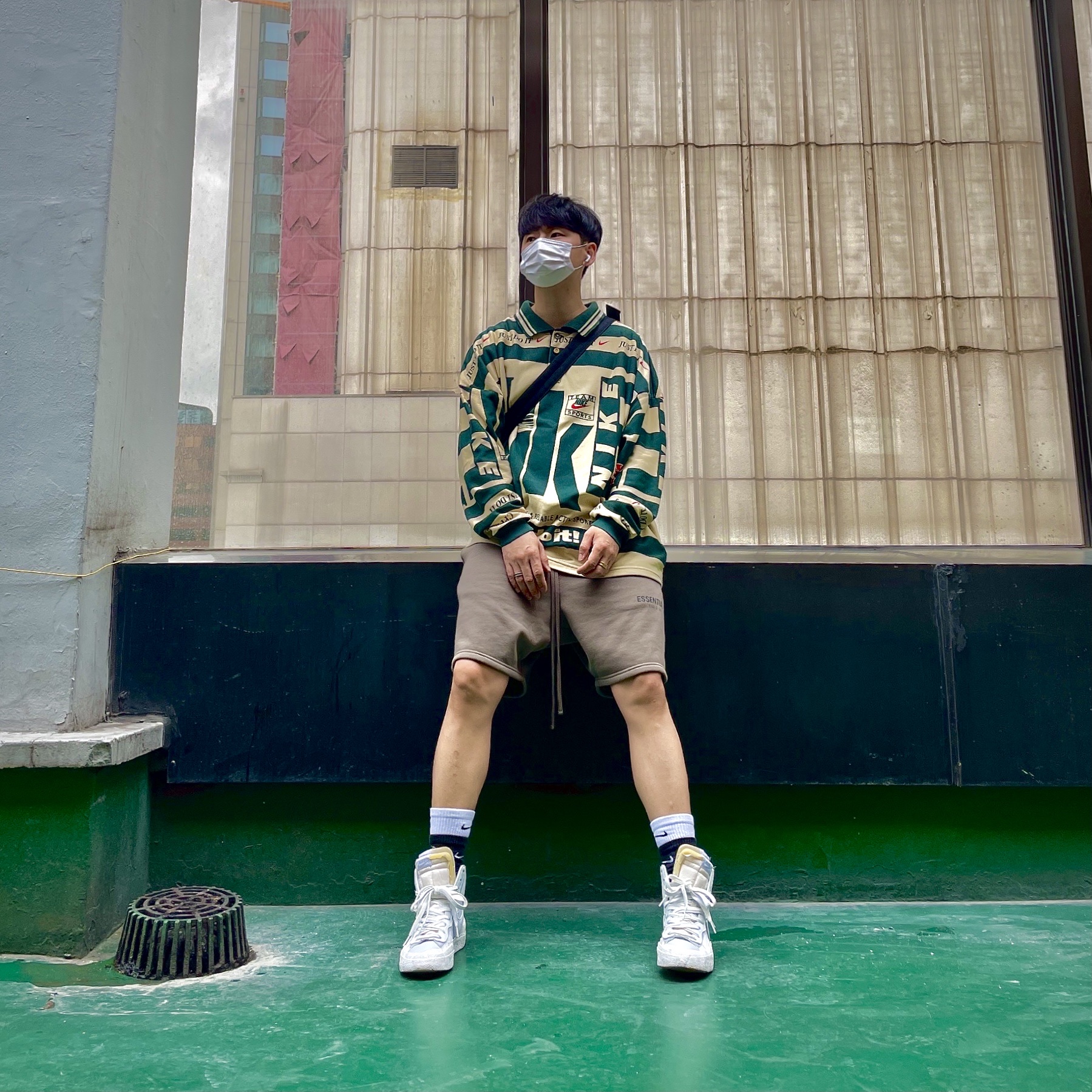 Nike x Cactus Plant Flea Market Long Sleeve Polo Natural - US/EU, Essentials Sweatshorts Taupe - 21SS 착용 스타일 - 2