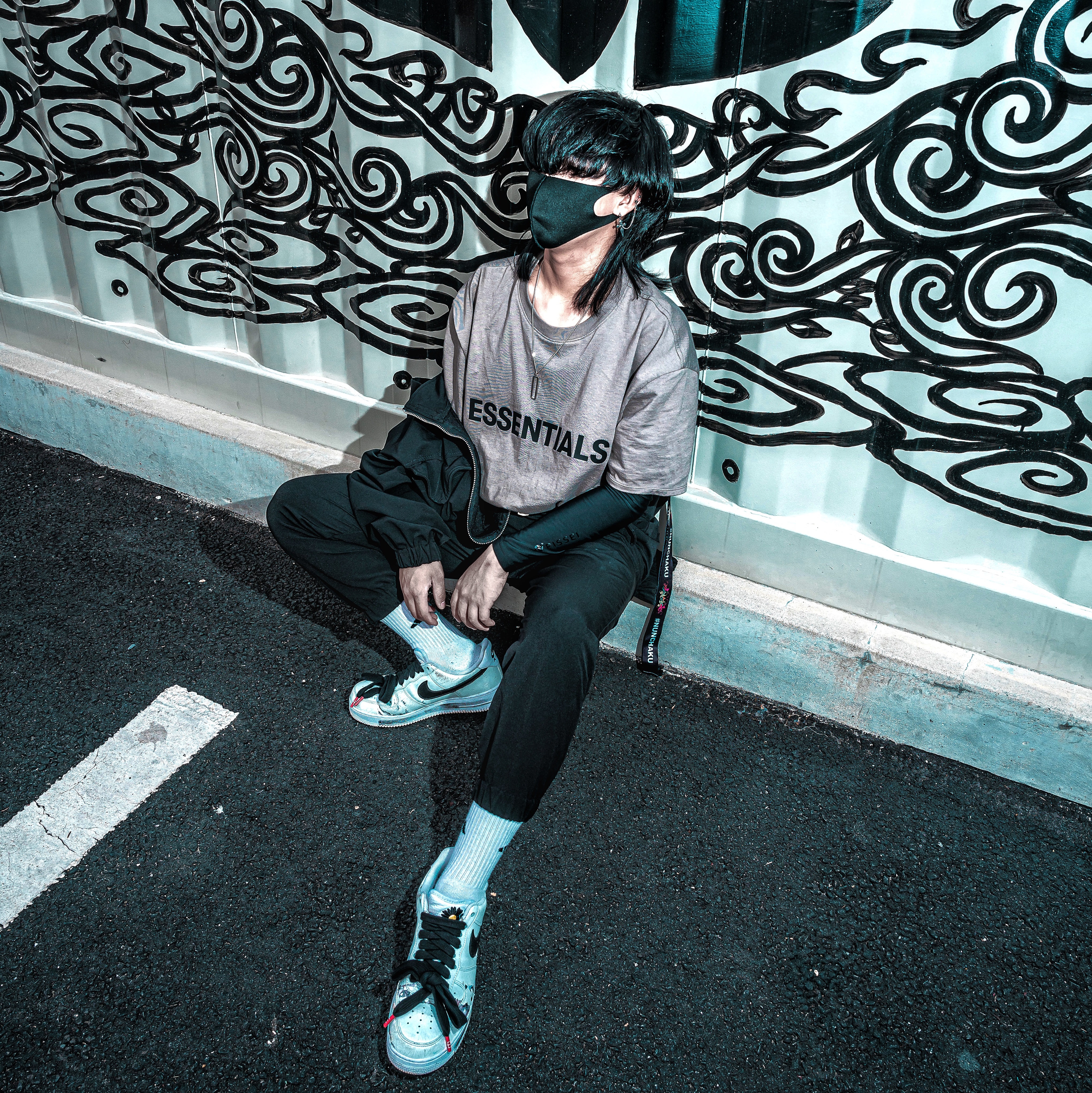 Essentials 3D Silicon Applique Boxy T-Shirt Cement - 20FW, Nike x Peaceminusone Air Force 1 Low Para-Noise 2.0 착용 스타일
