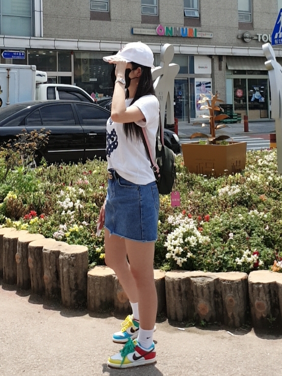 Nike Dunk Low SE Free.99 White, (GS) Nike Dunk Low SE Free.99 White 착용 스타일 - 5