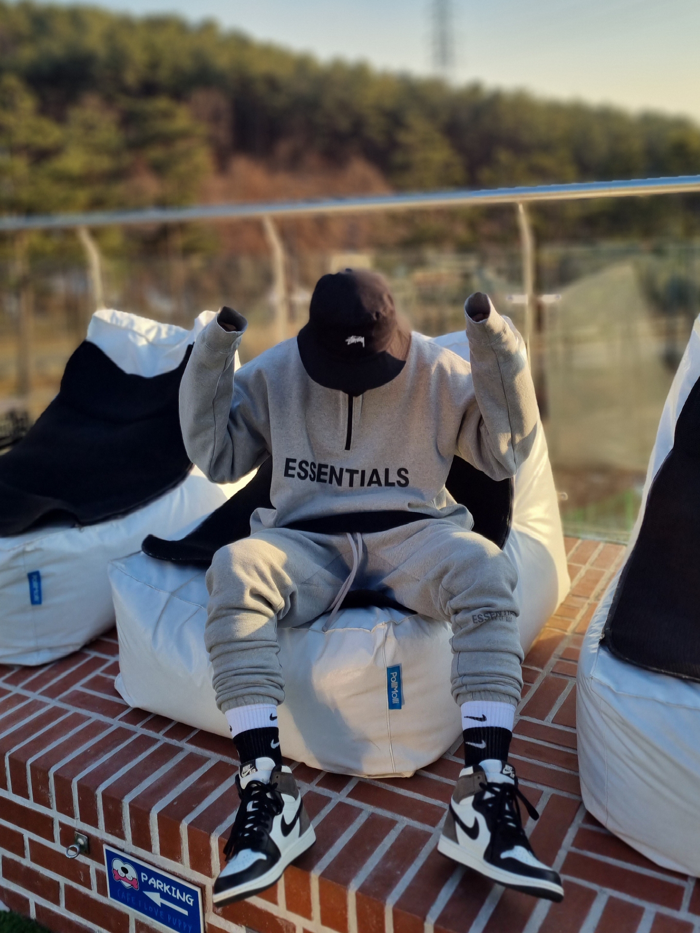 Essentials Half-Zip Pullover Heather Oatmeal/Dark Heather Oatmeal - 20FW, Essentials Sweatpants Heather Oatmeal - 20FW 착용 스타일
