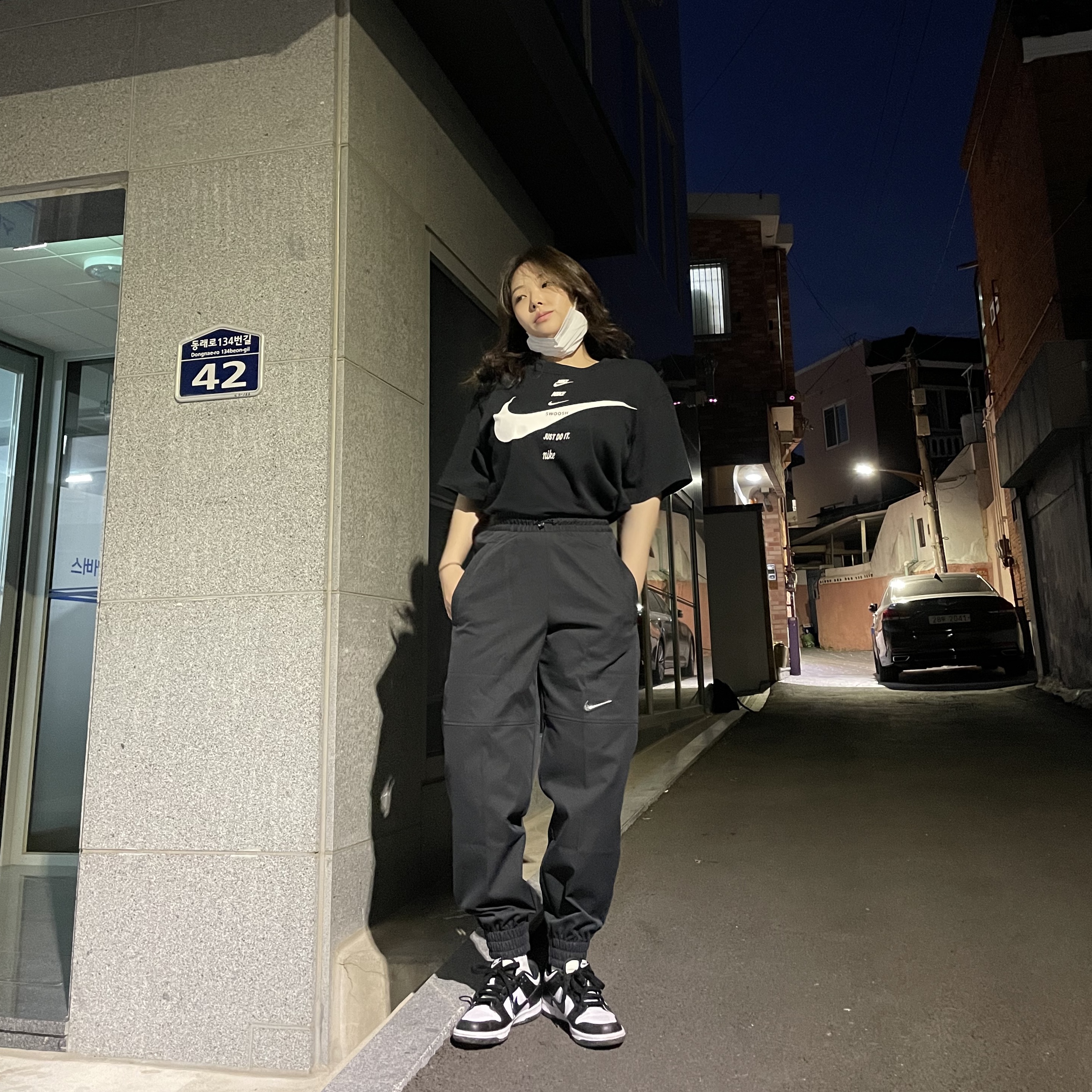 Nike Dunk Low Retro Black, (W) Nike Dunk Low Black 착용 스타일