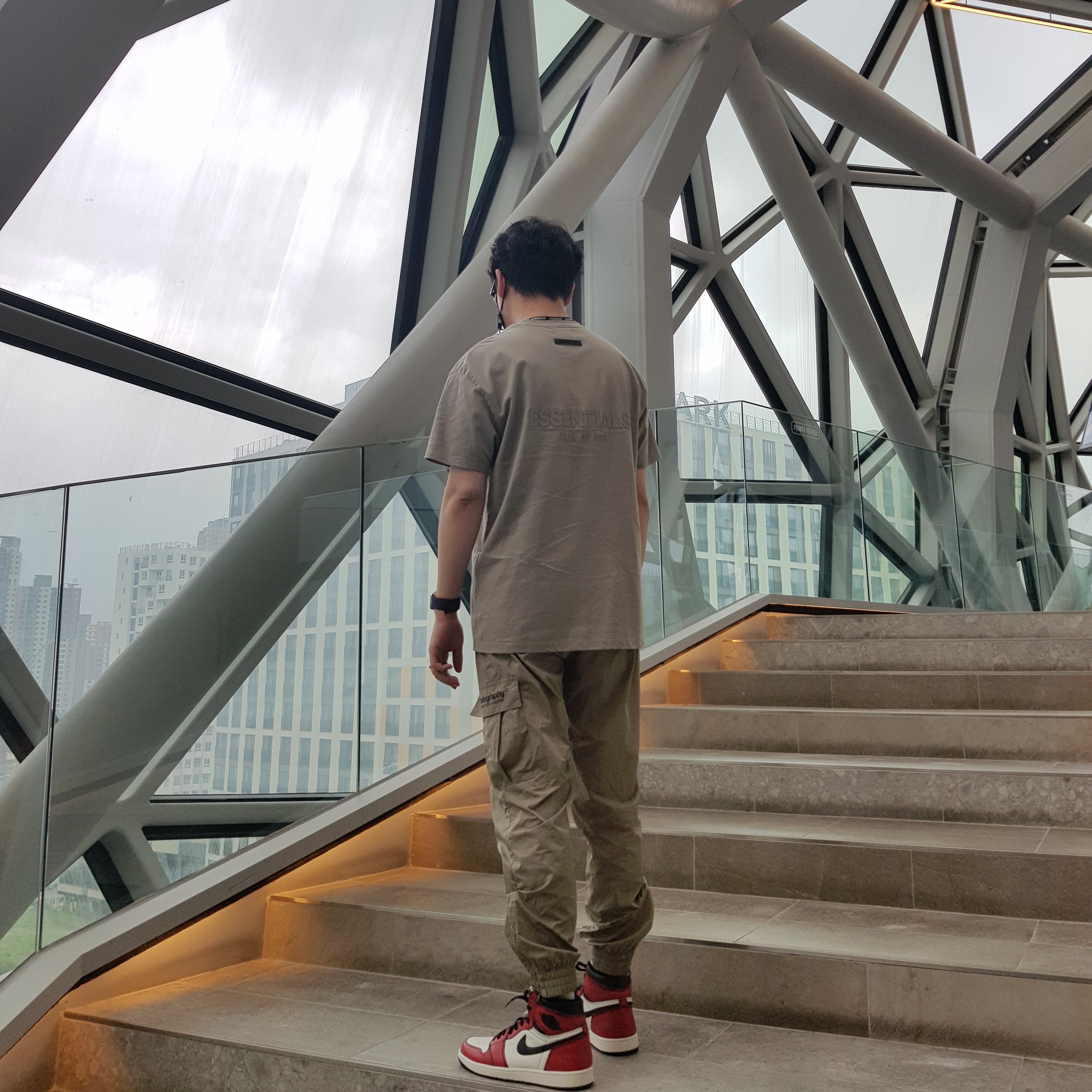 Essentials T-Shirt Moss - 21SS, Jordan 1 Retro High OG Defiant SB LA to Chicago 착용 스타일