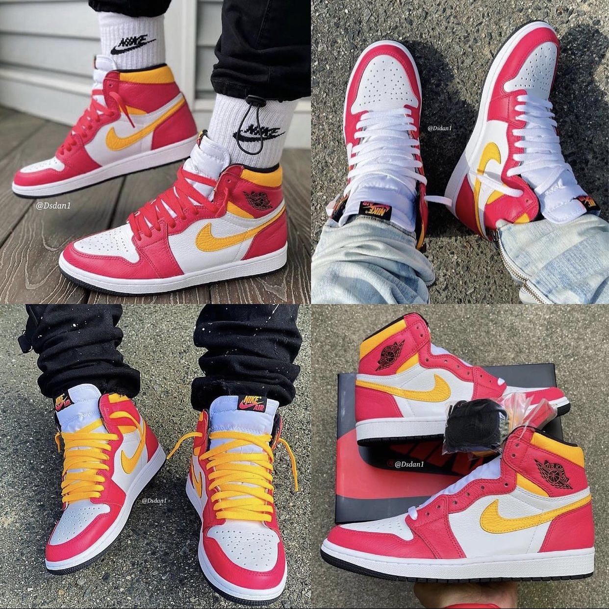 Jordan 1 Retro High OG Light Fusion Red 착용 스타일 - 1
