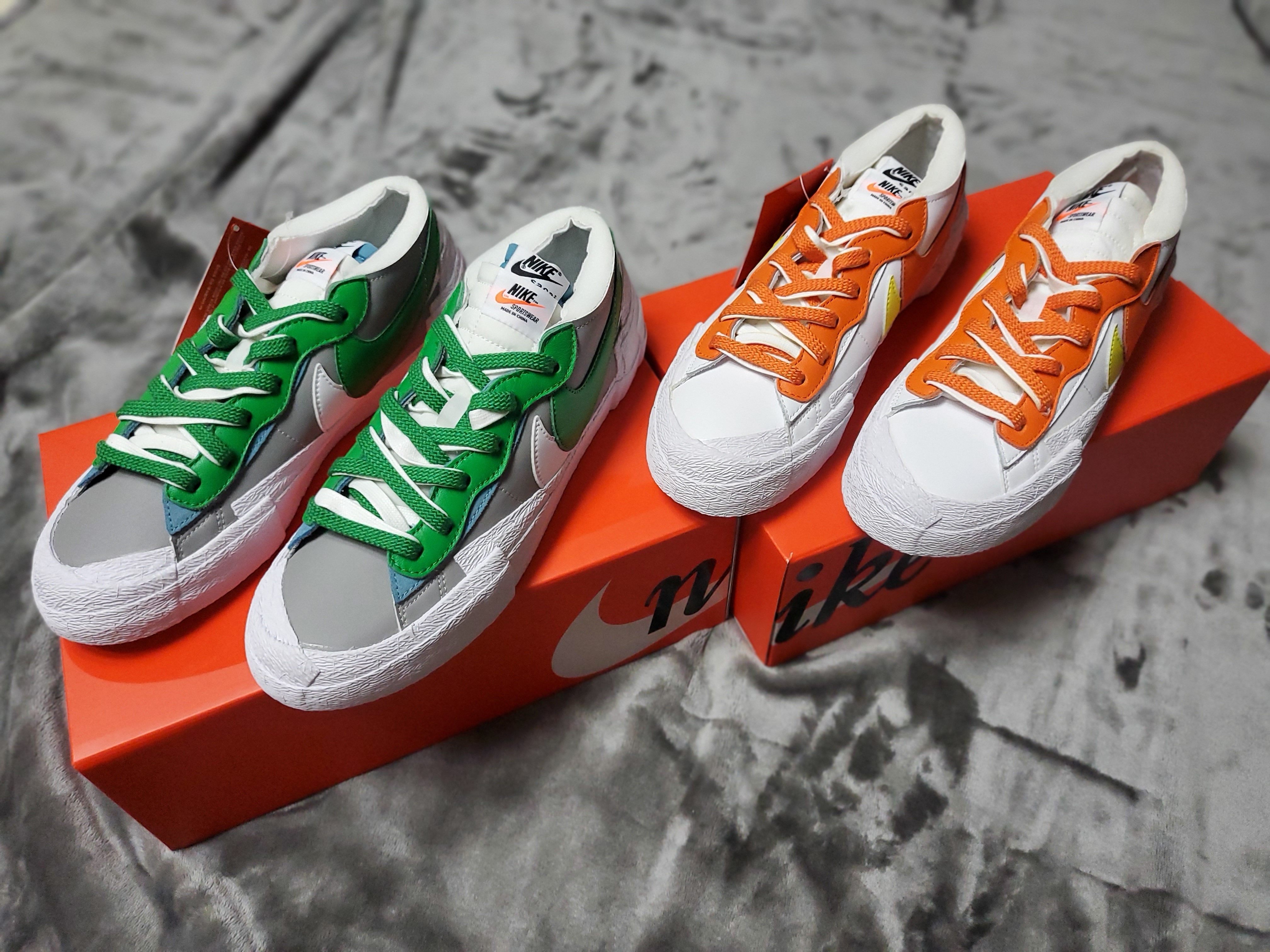 Nike x Sacai Blazer Low Classic Green, Nike x Sacai Blazer Low Magma Orange 착용 스타일 - 1
