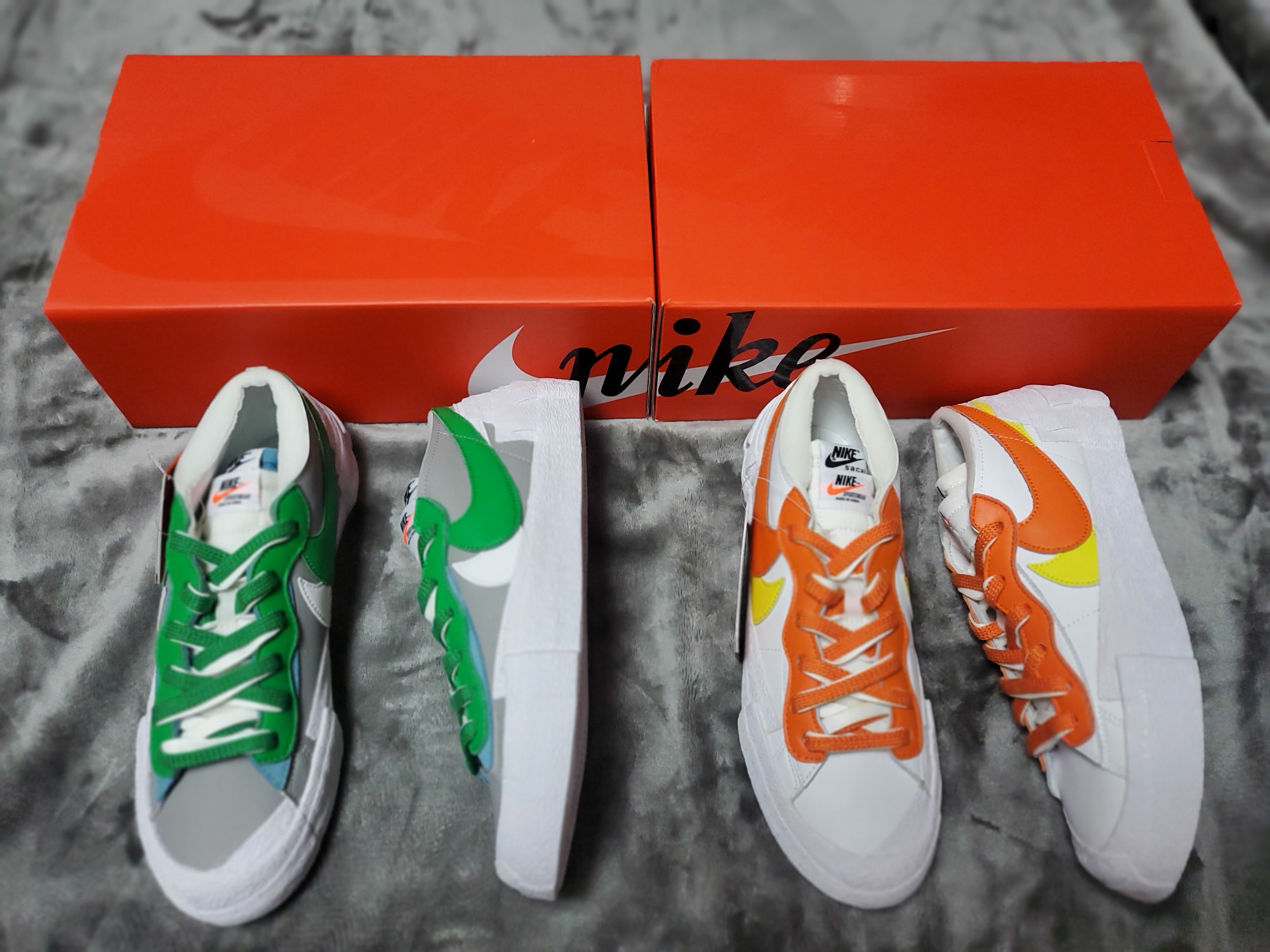 Nike x Sacai Blazer Low Classic Green, Nike x Sacai Blazer Low Magma Orange 착용 스타일 - 2