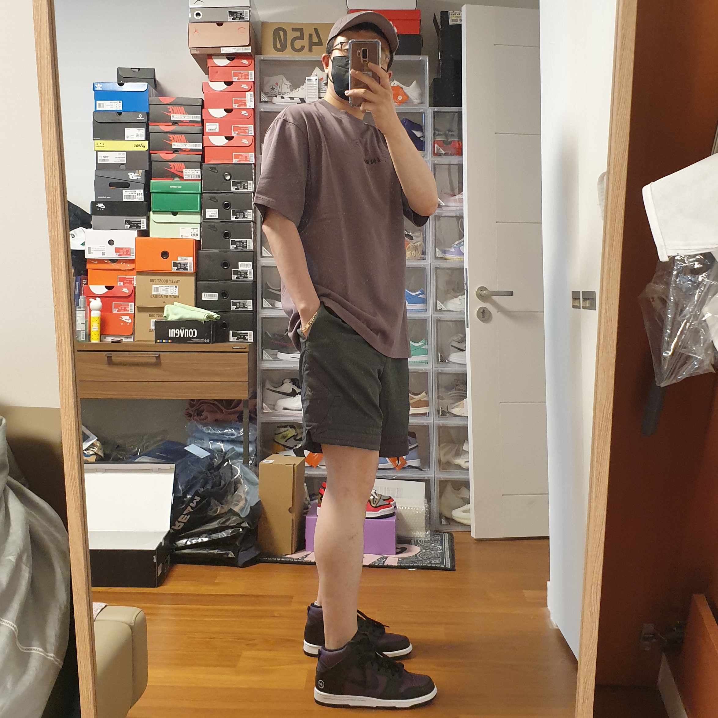 Jordan x A Ma Maniere Diamond Shorts Midnight Fog - Asia, Jordan x A Ma Maniere T-Shirt Violet Ore - US/EU 착용 스타일 - 3