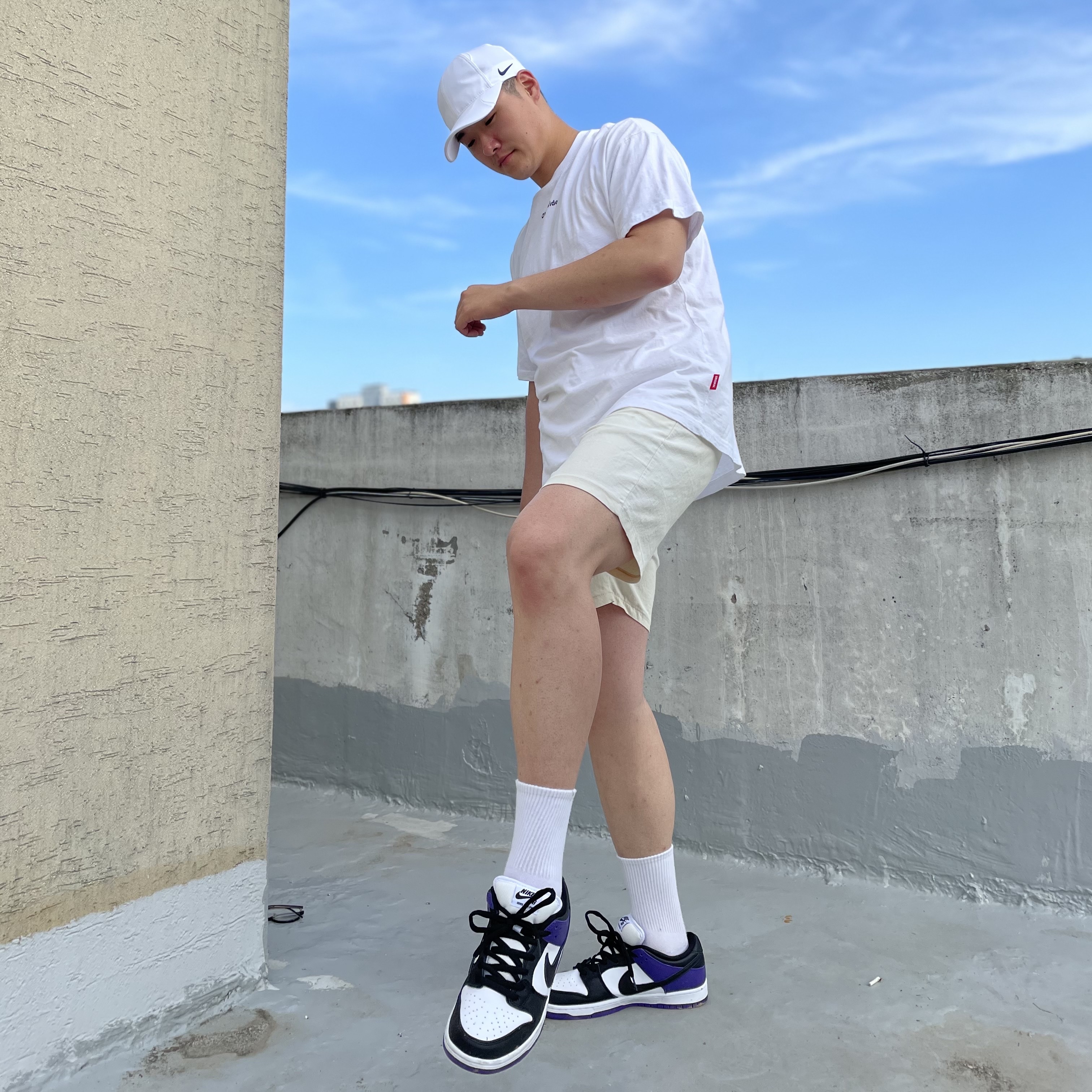Nike SB Dunk Low Pro Court Purple, Nike x Drake Nocta Cardinal Stock Essential Cap White 착용 스타일