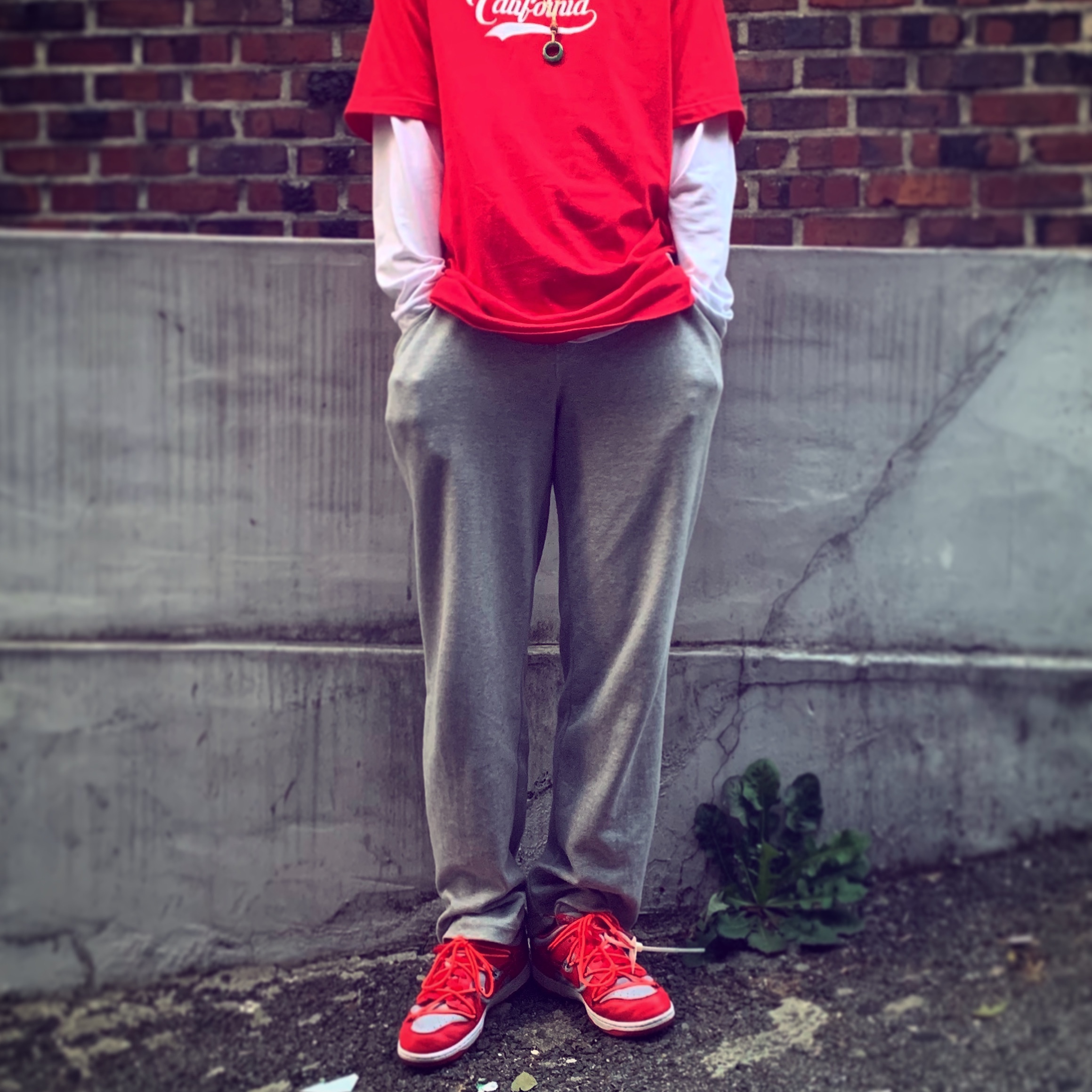 Nike x Off-White Dunk Low University Red 착용 스타일 - 3