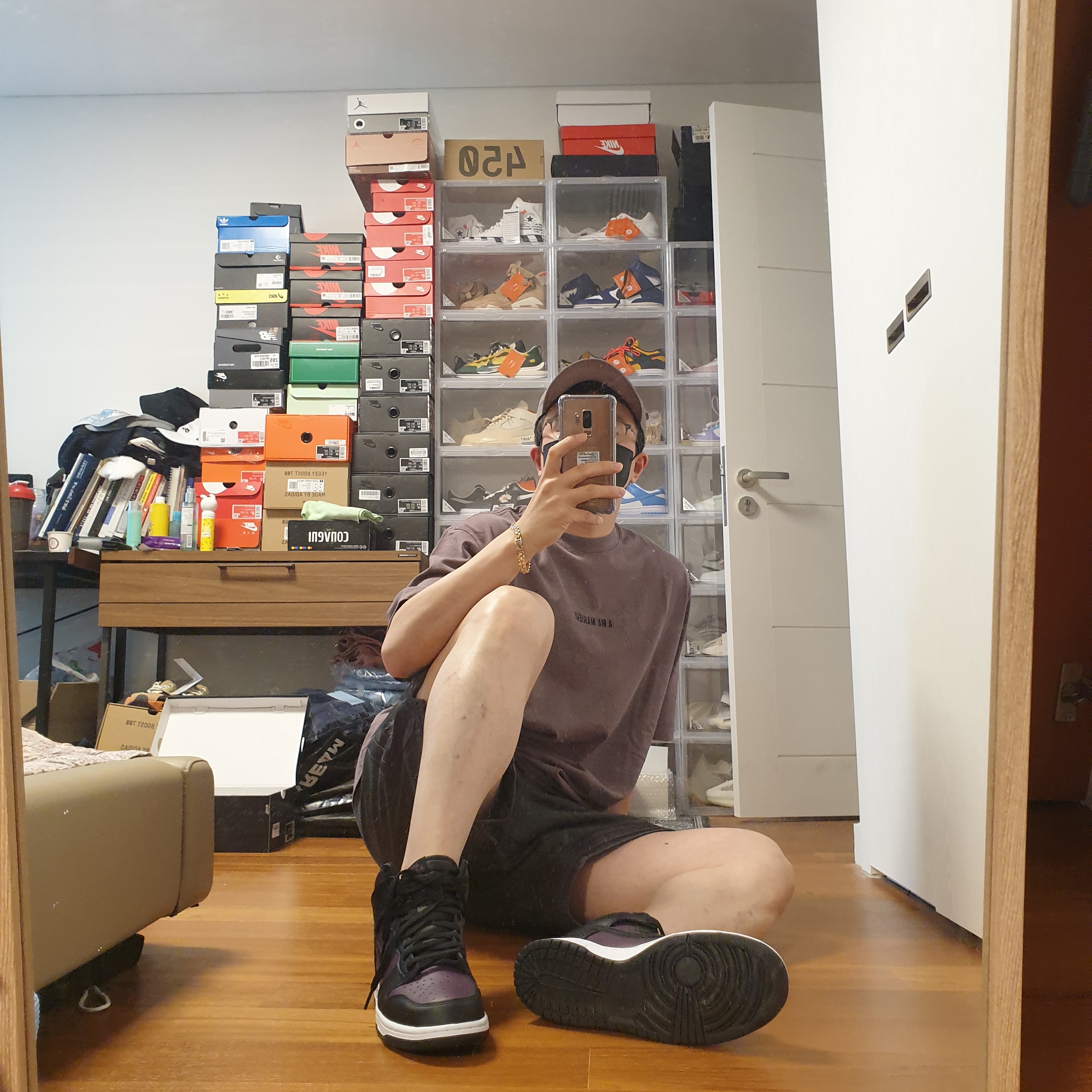 Jordan x A Ma Maniere Diamond Shorts Midnight Fog - Asia, Jordan x A Ma Maniere T-Shirt Violet Ore - US/EU 착용 스타일 - 5