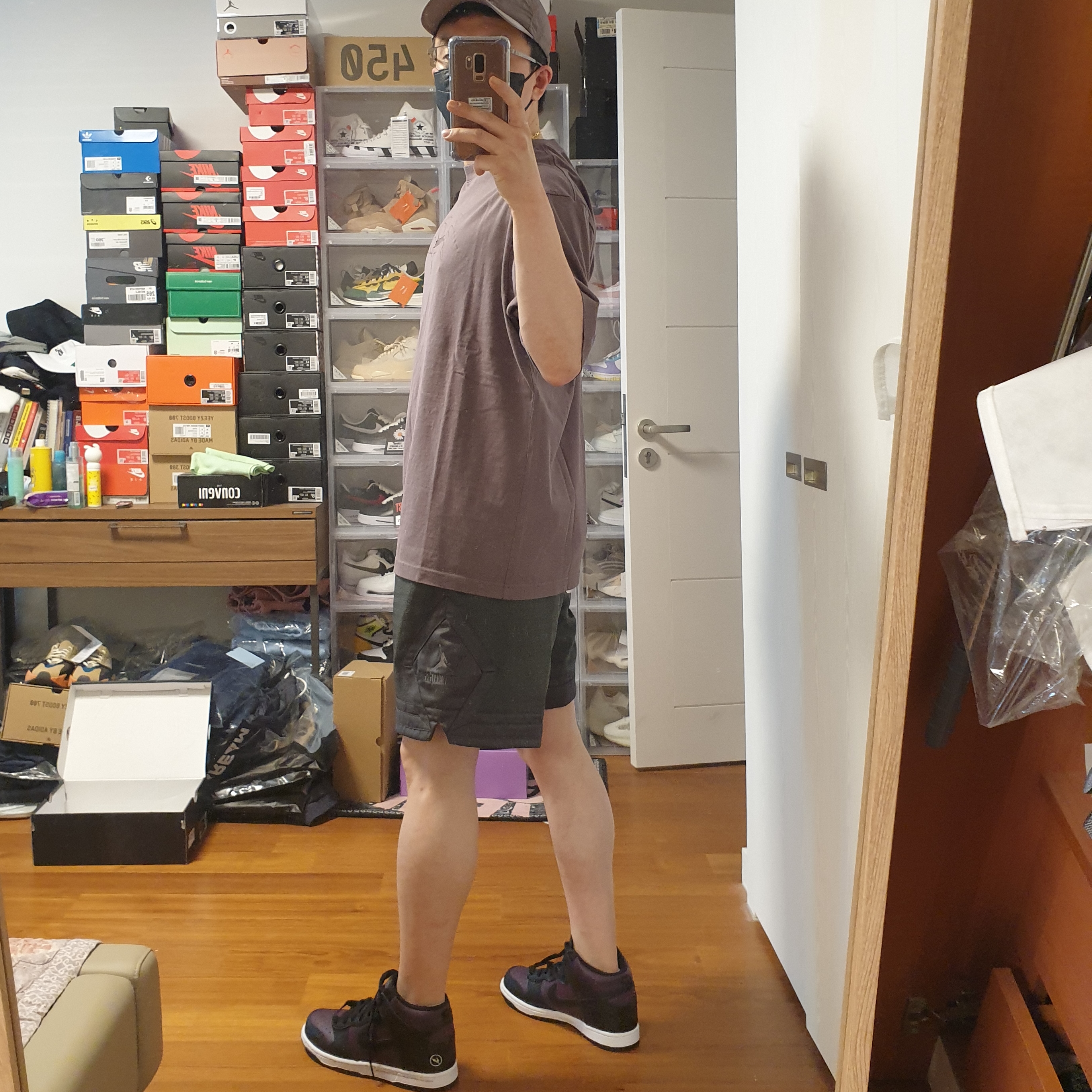 Jordan x A Ma Maniere Diamond Shorts Midnight Fog - Asia, Jordan x A Ma Maniere T-Shirt Violet Ore - US/EU 착용 스타일 - 4