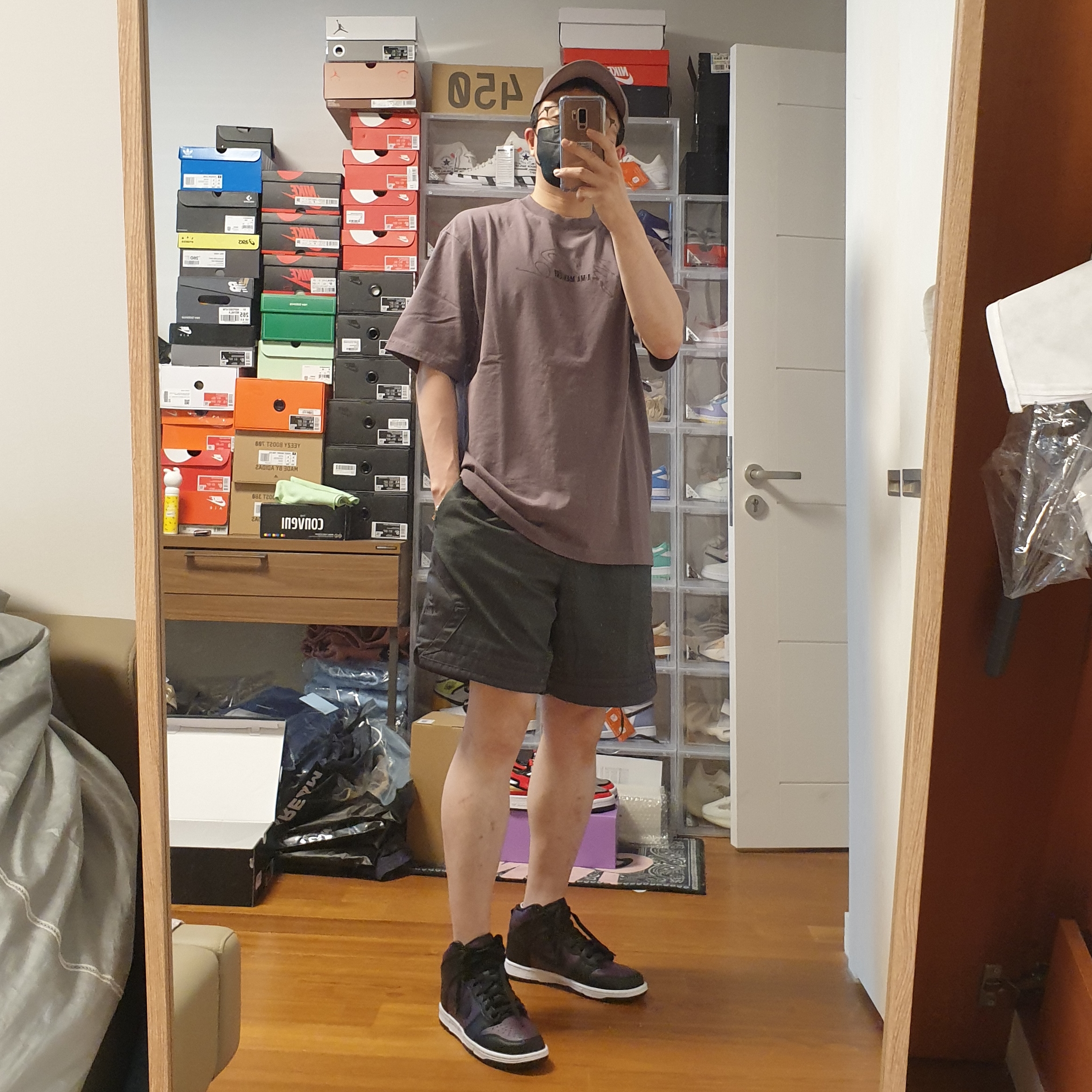 Jordan x A Ma Maniere Diamond Shorts Midnight Fog - Asia, Jordan x A Ma Maniere T-Shirt Violet Ore - US/EU 착용 스타일 - 1