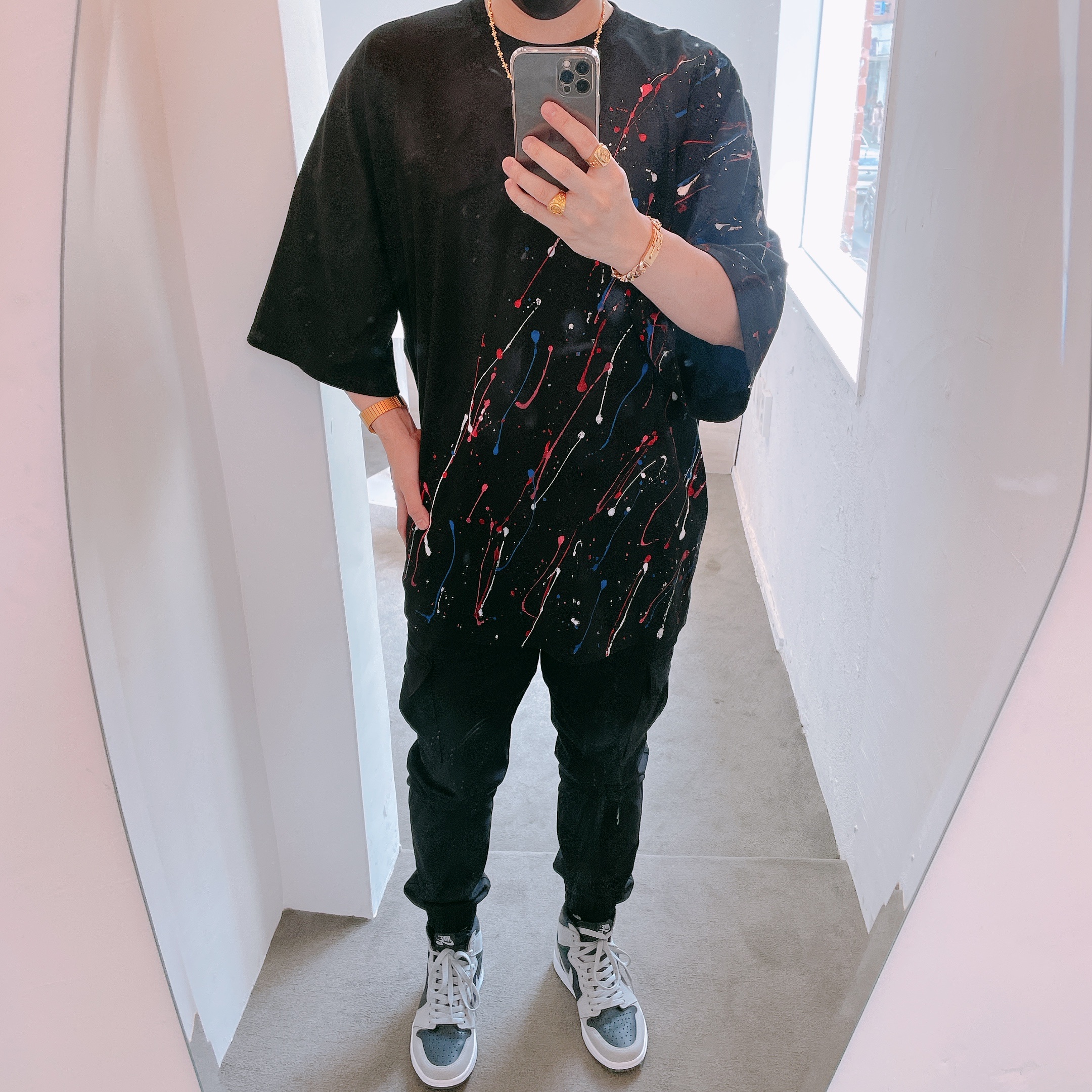 (W) Nike x Comme des Garcons Shox TL Black, Jordan 1 Retro High OG Shadow 2.0 착용 스타일 - 2