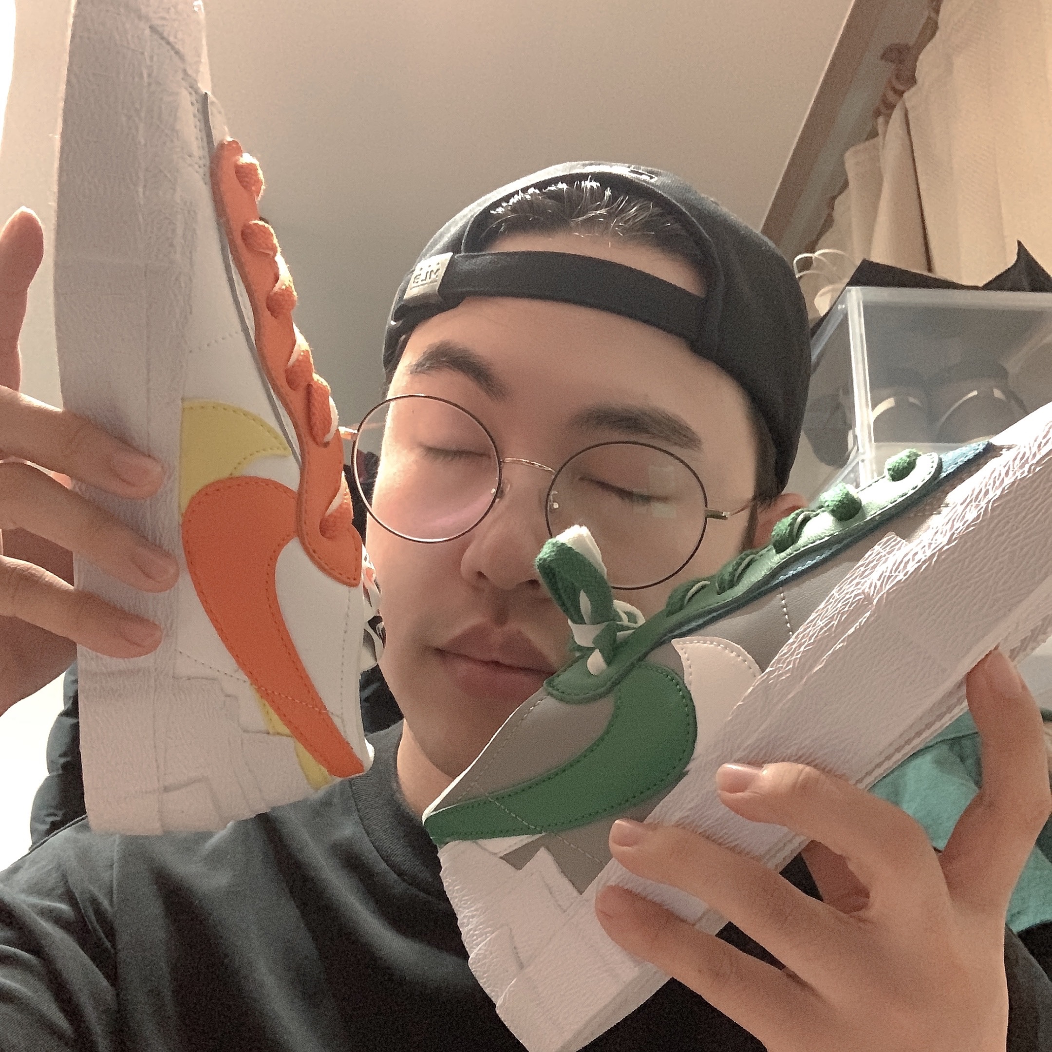 Nike x Sacai Blazer Low Magma Orange, Nike x Sacai Blazer Low Classic Green 착용 스타일