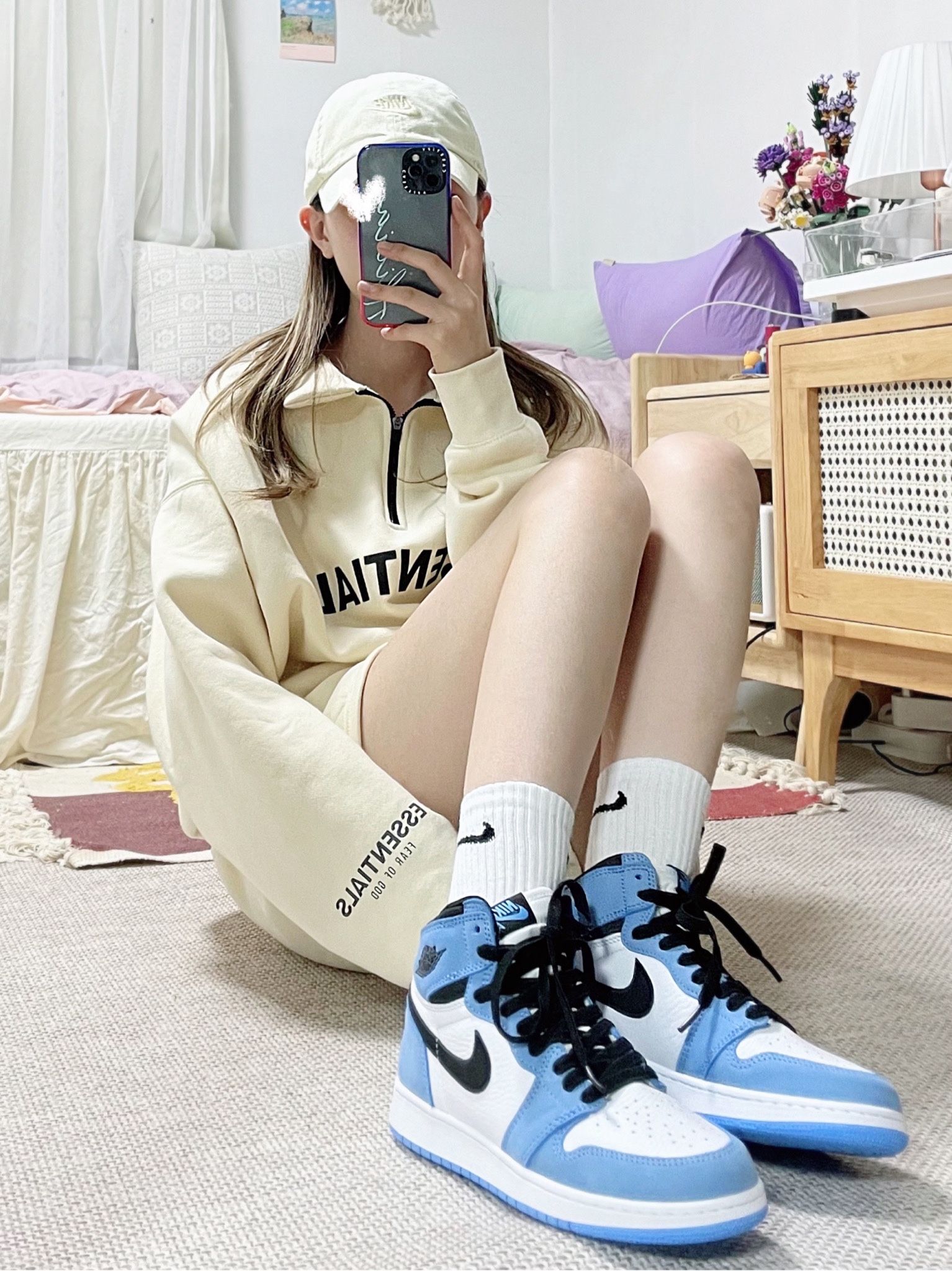 Jordan 1 Retro High OG University Blue, (GS) Jordan 1 Retro High OG University Blue 착용 스타일