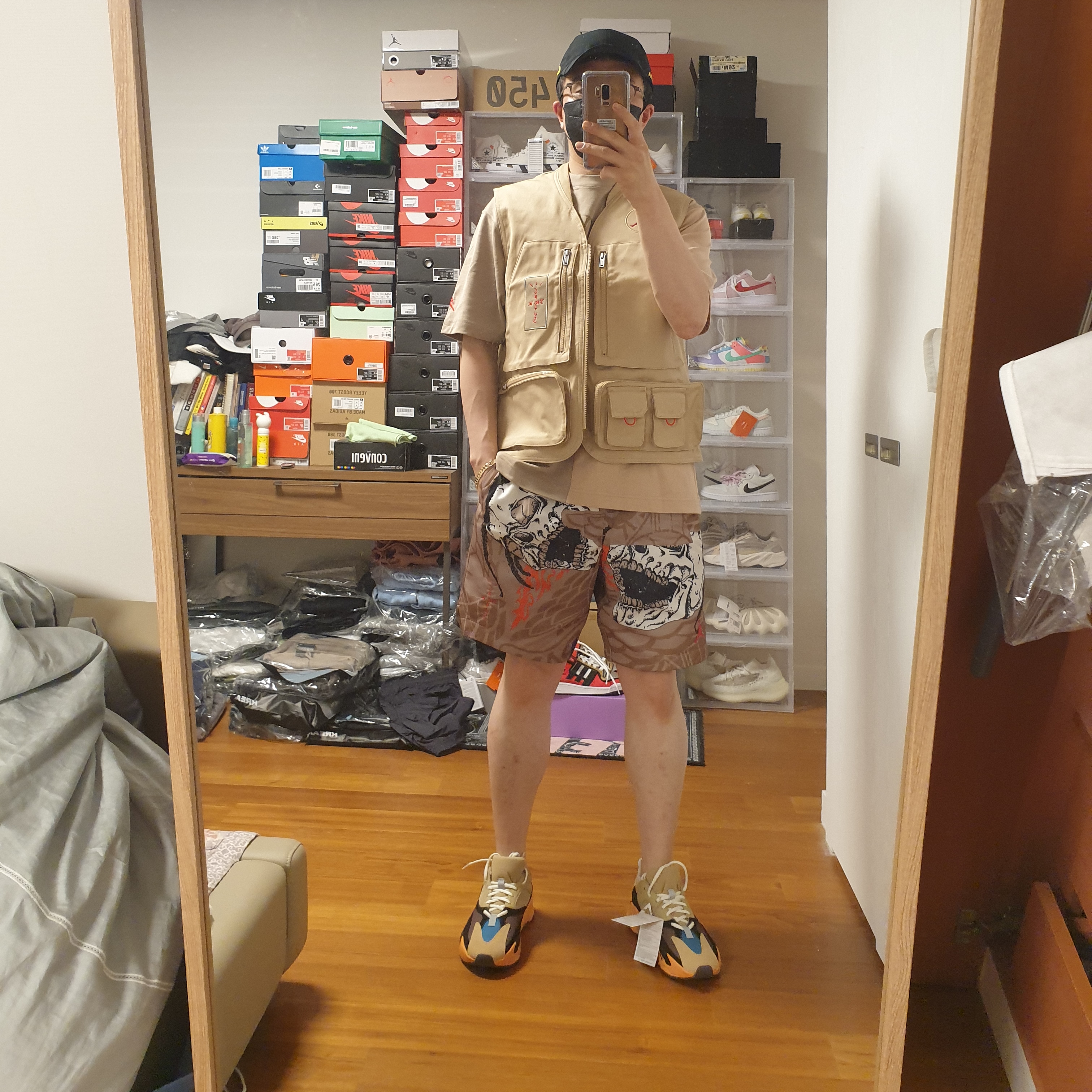 Jordan x Travis Scott S/S Top - Asia, Jordan x Travis Scott Utility Vest - Asia 착용 스타일 - 2