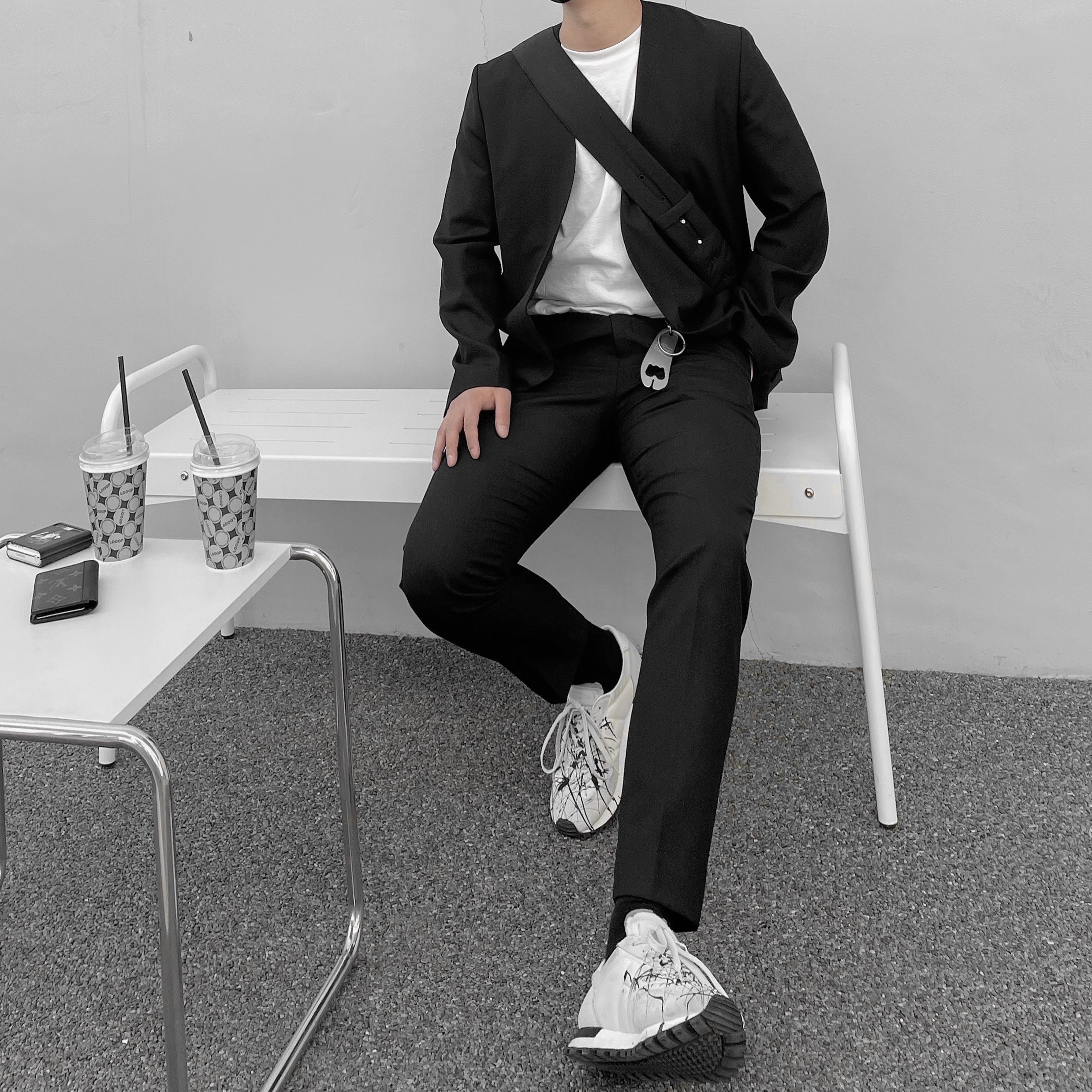 Maison Margiela Replica Paint Runners White 착용 스타일 - 1