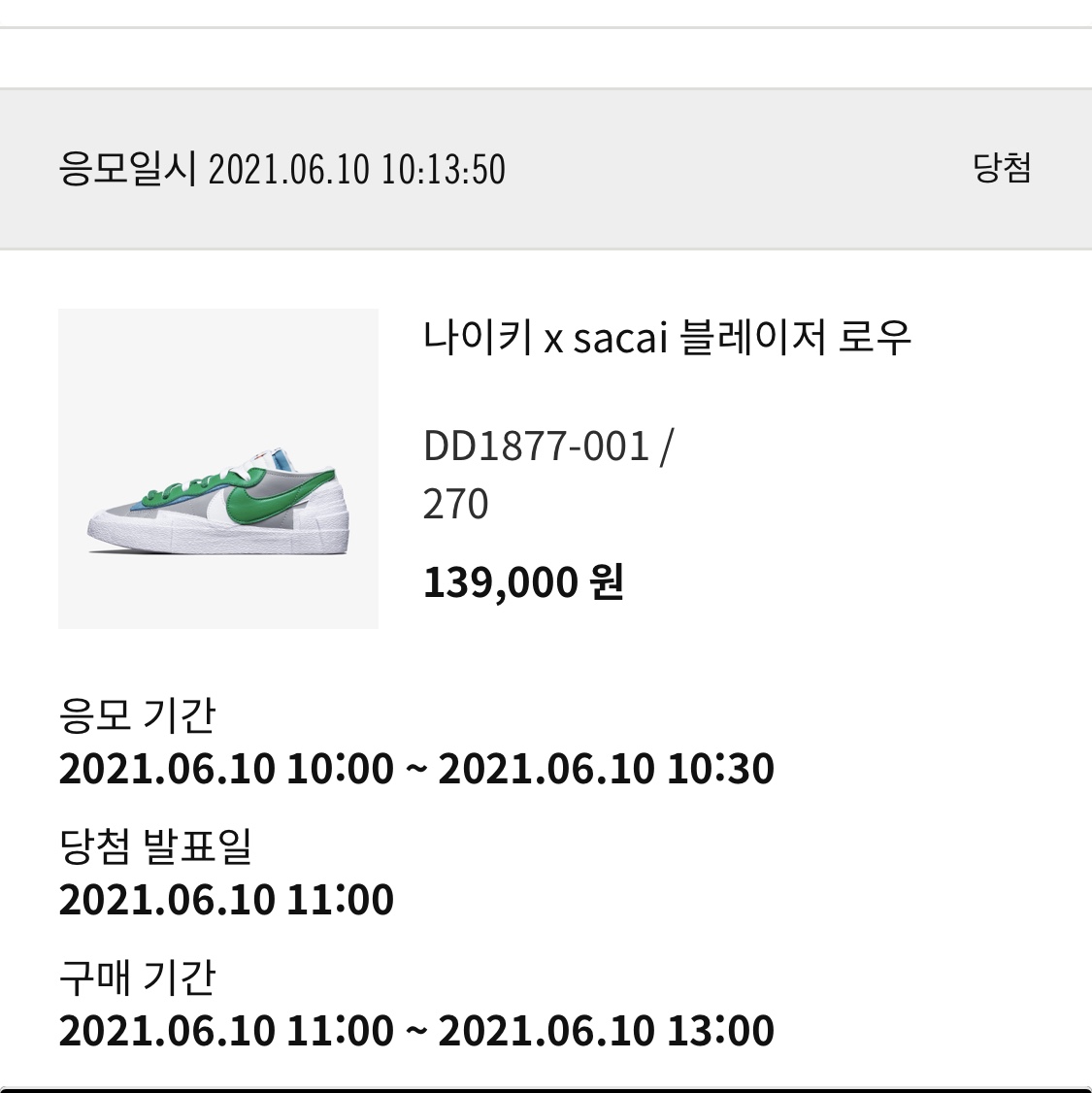 Nike x Sacai Blazer Low Classic Green 착용 스타일