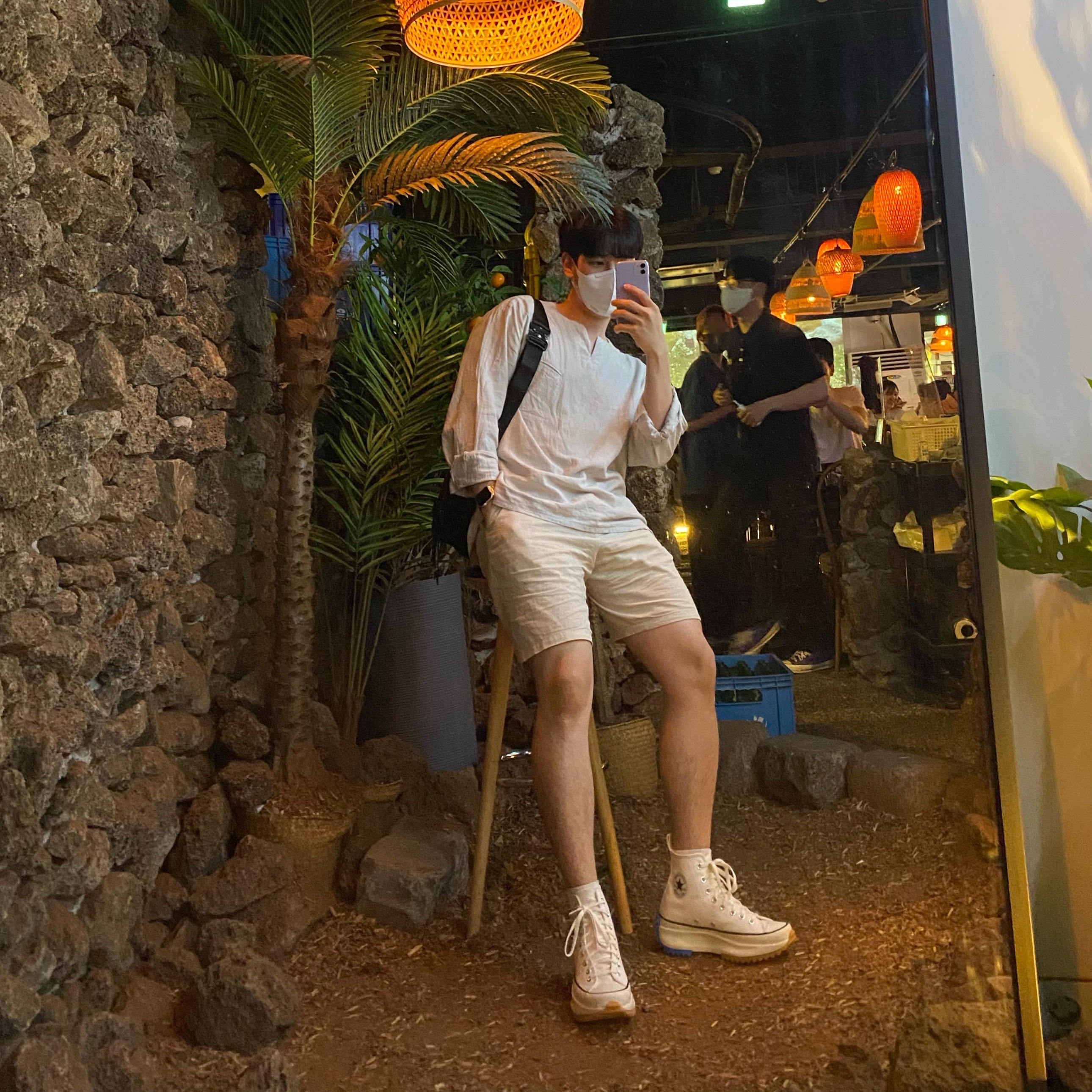 Converse x JW Anderson Run Star Hike Hi White 착용 스타일