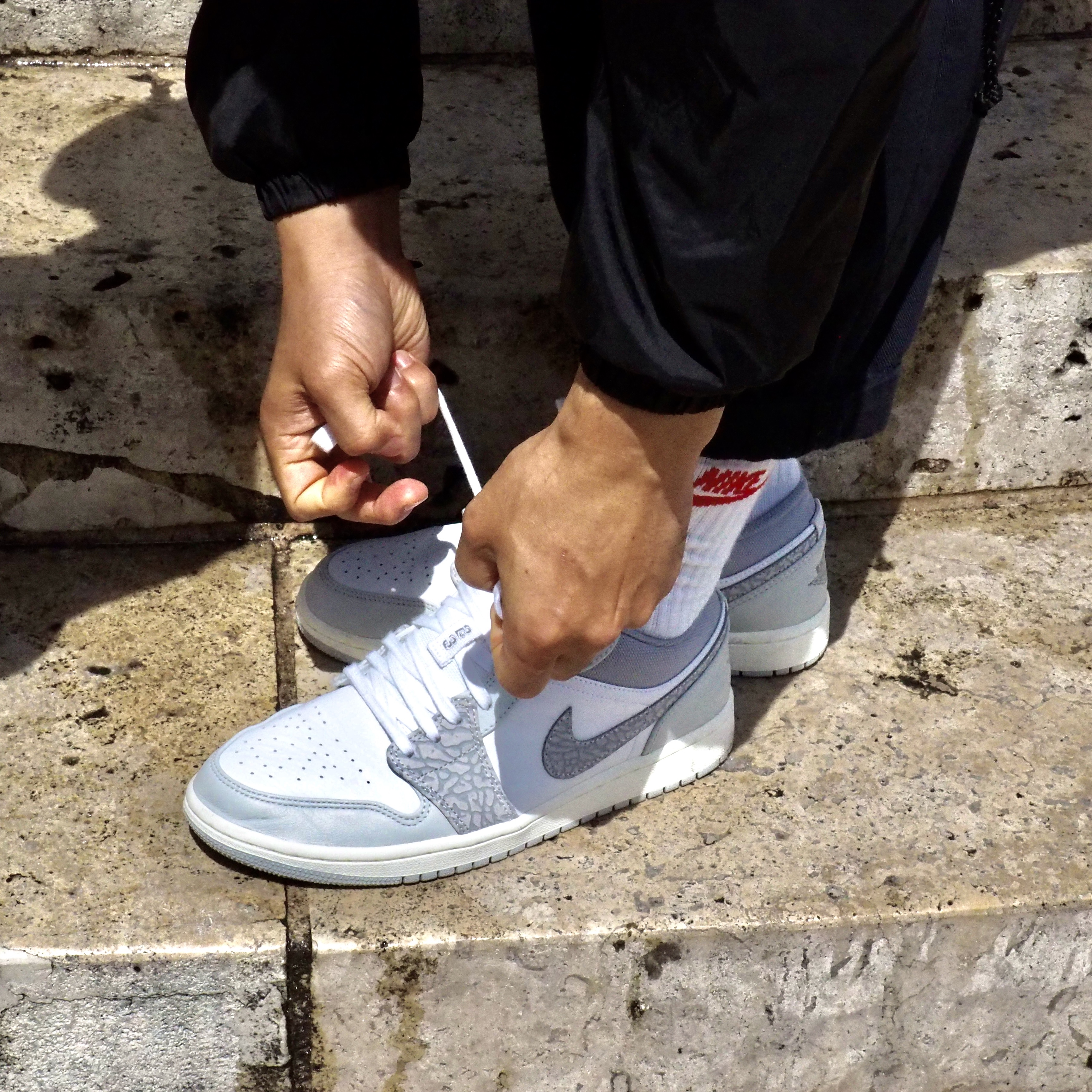 Jordan 1 Low PRM Elephant Print 착용 스타일 - 1