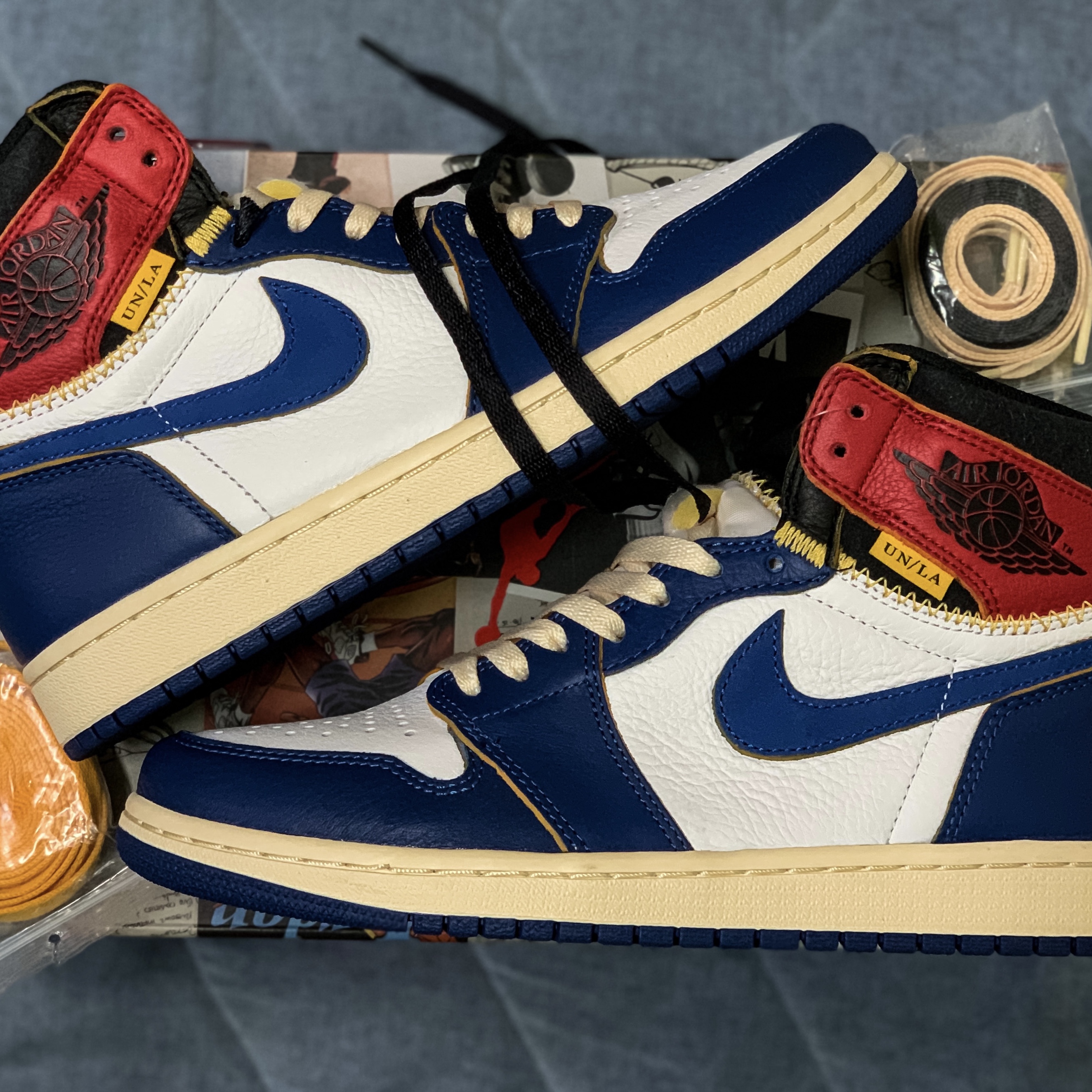 Jordan 1 x Union Retro High Blue Toe 착용 스타일 - 3