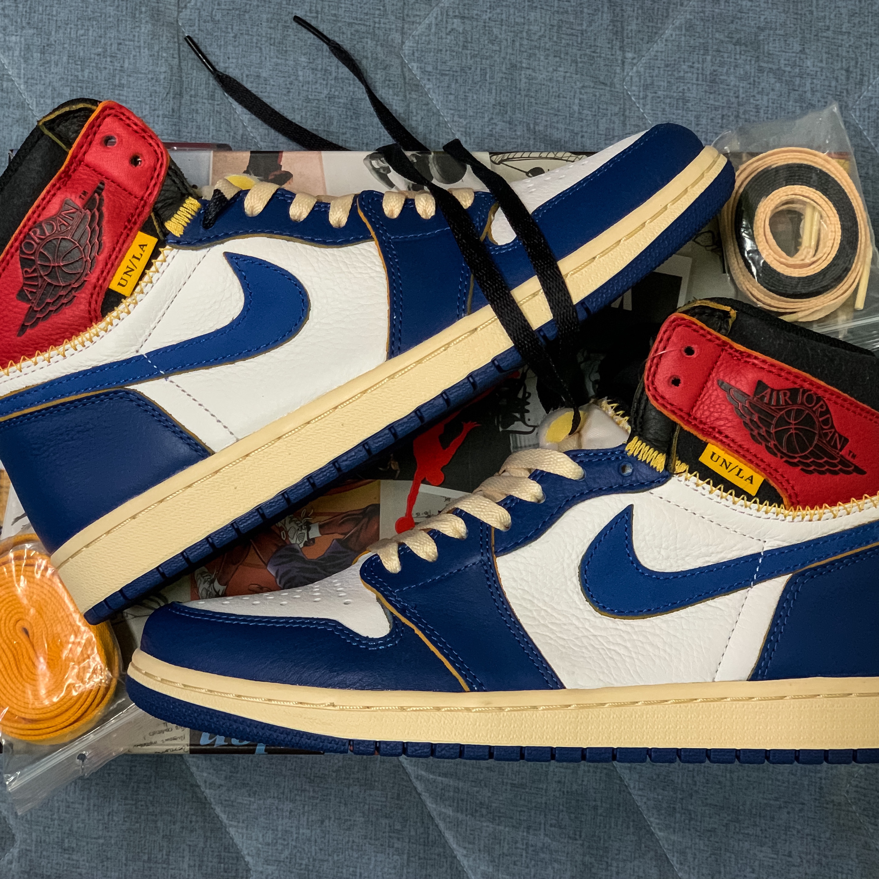 Jordan 1 x Union Retro High Blue Toe 착용 스타일 - 1