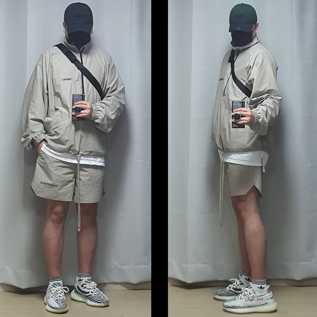 Essentials Track Jacket Moss - 20FW, Essentials Volley Shorts Moss - 20SS 착용 스타일 - 2