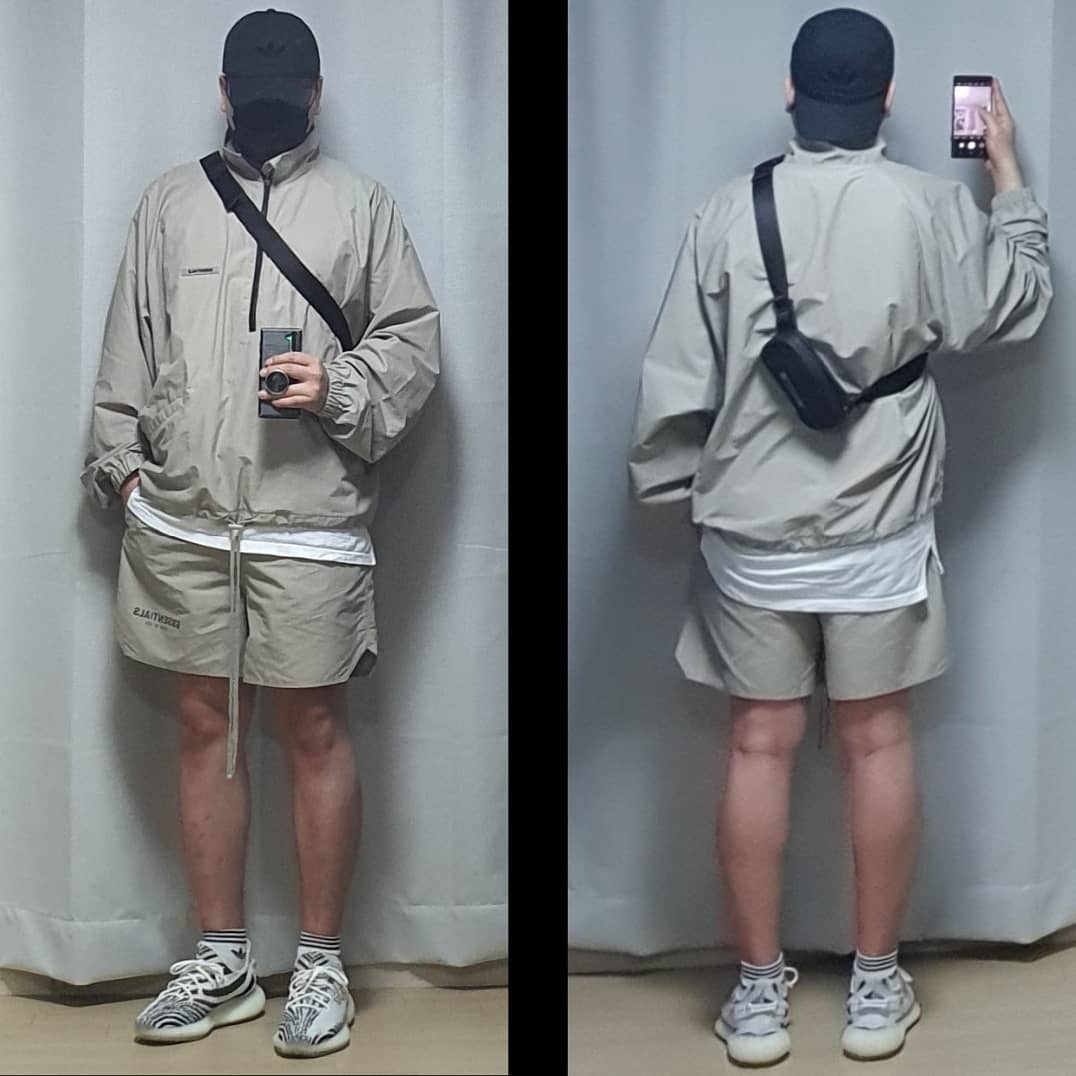 Essentials Track Jacket Moss - 20FW, Essentials Volley Shorts Moss - 20SS 착용 스타일 - 1