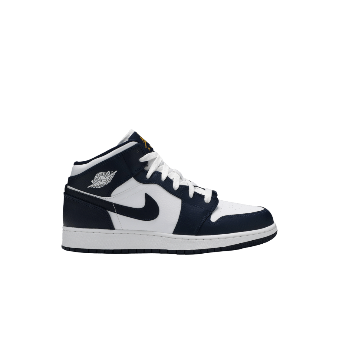 (GS) 조던 1 미드 화이트 메탈릭 골드 옵시디언((GS) Jordan 1 Mid White Metallic Gold Obsidian)