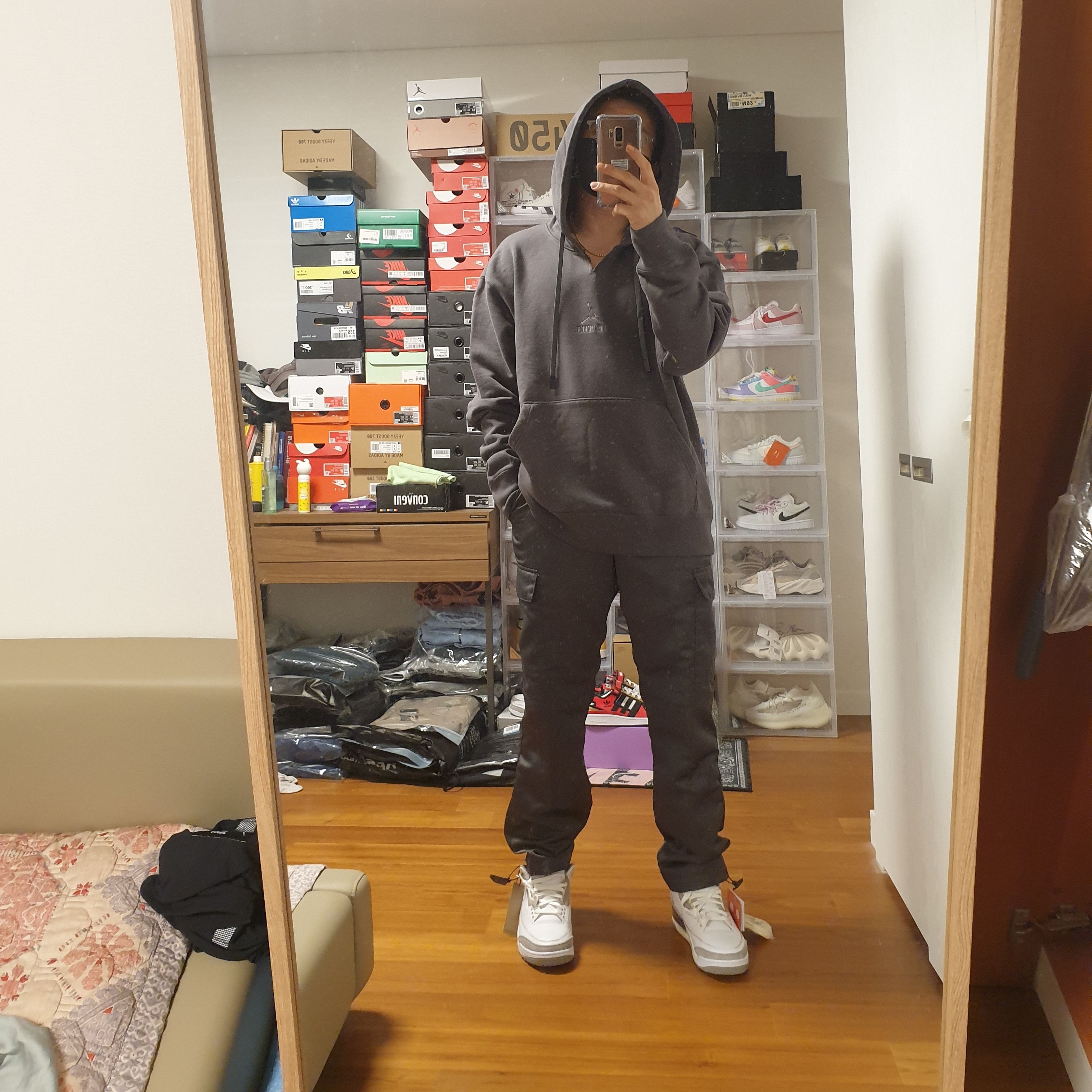 (W) Jordan 3 x A Ma Maniere Retro SP, Jordan x A Ma Maniere Woven Cargo Pants Midnight Fog - Asia 착용 스타일 - 1
