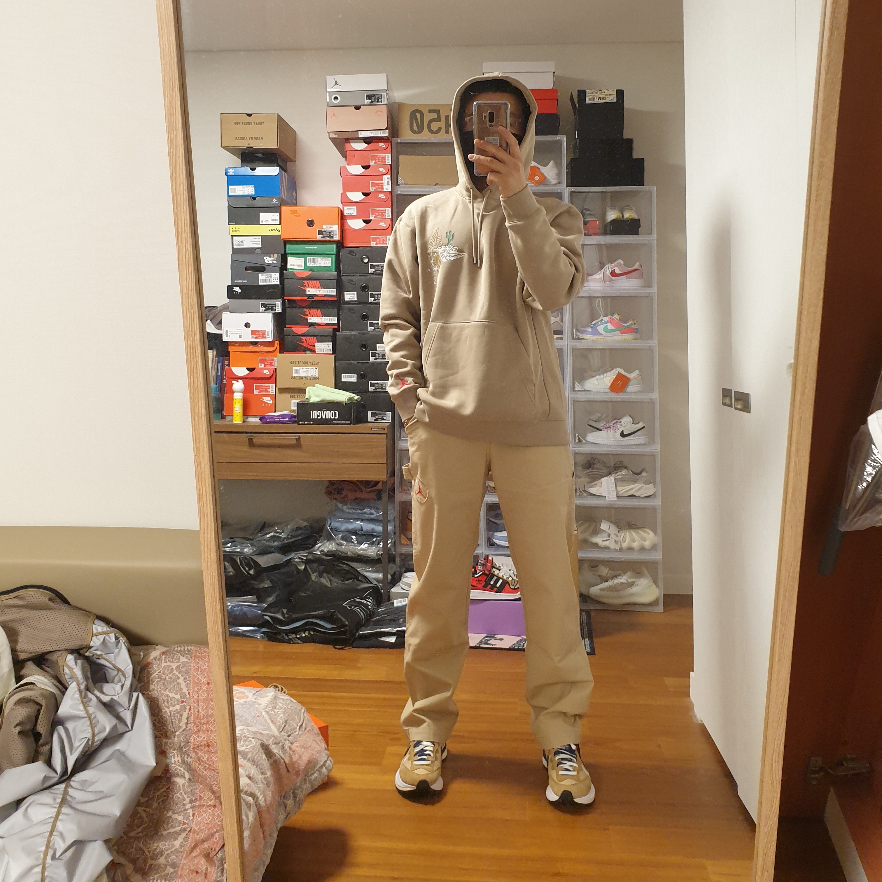 Jordan x Travis Scott Pullover Hoodie - Asia, Jordan x Travis Scott Canvas Pants - Asia 착용 스타일 - 2