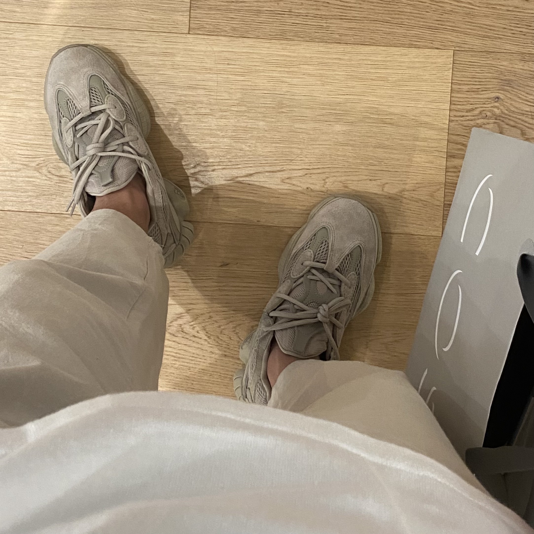 Adidas Yeezy 500 Taupe Light 착용 스타일